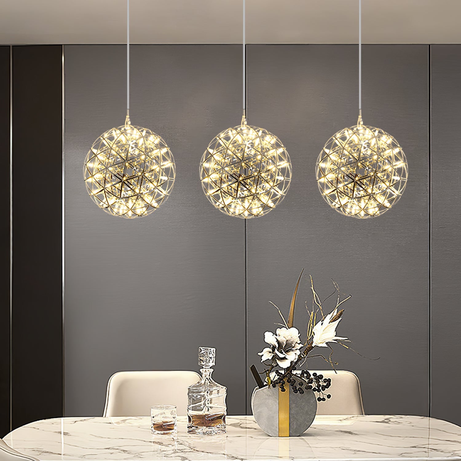 Gold Spark Ball Pendant Light-Neutral Decor