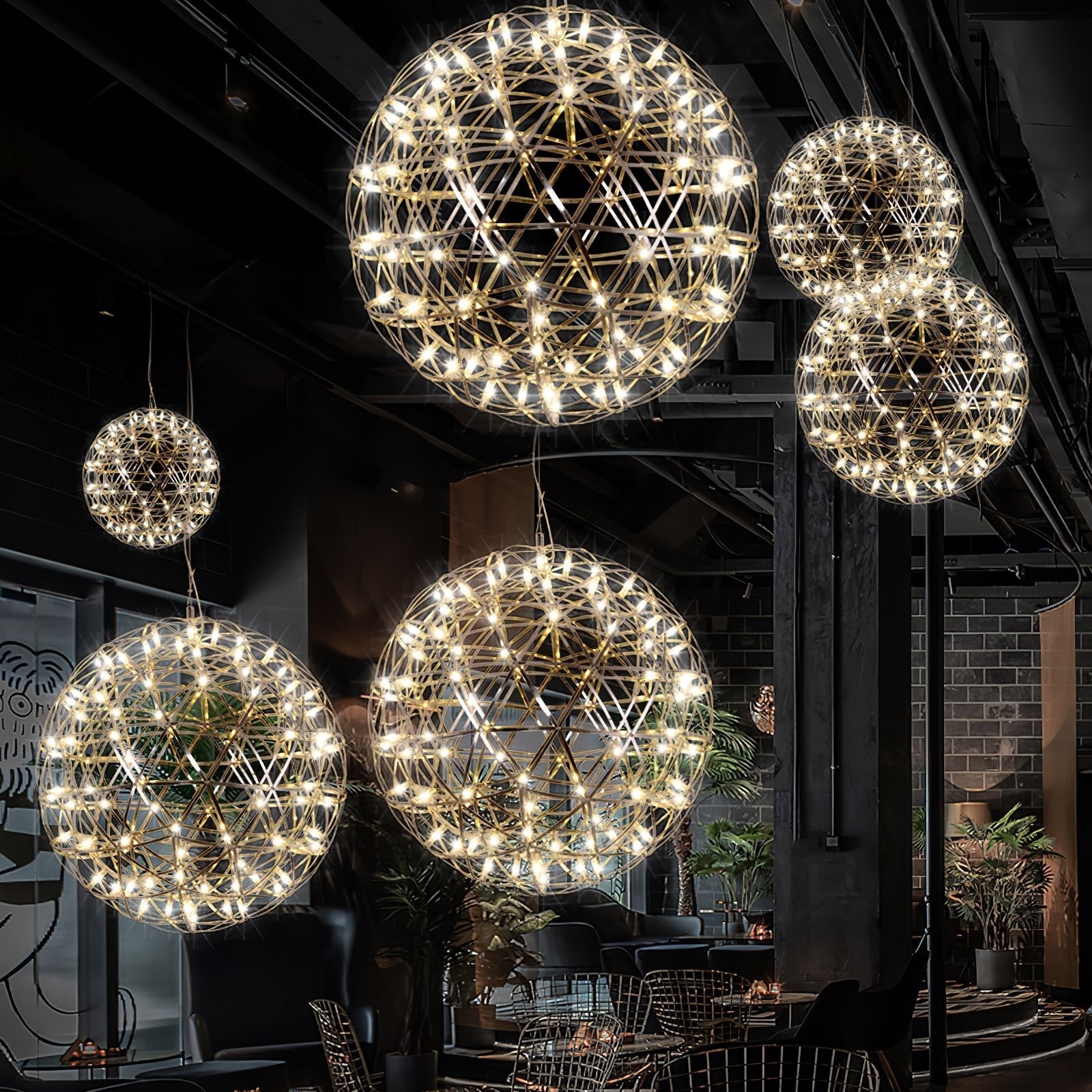 Gold Spark Ball Pendant Light-Neutral Decor