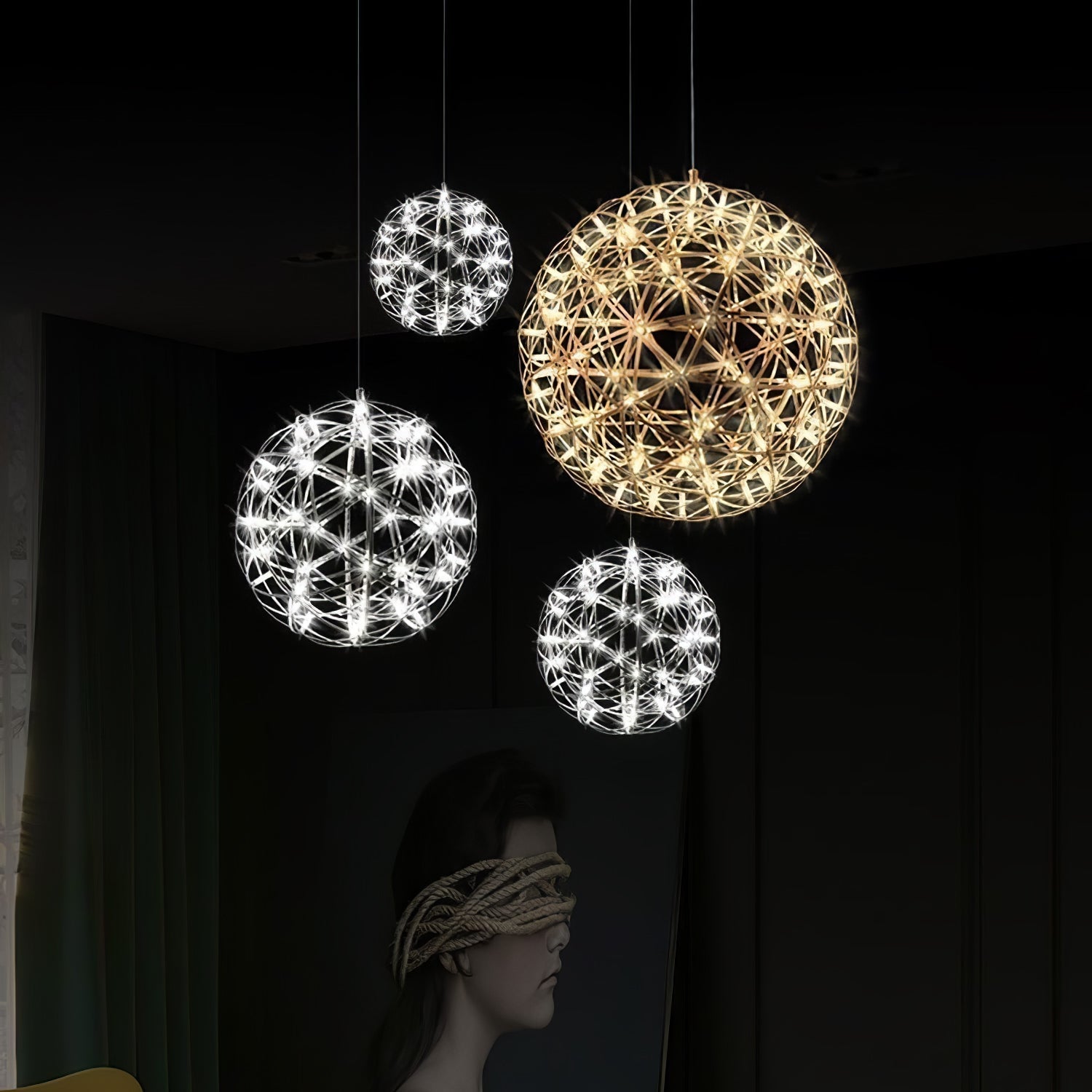 Gold Spark Ball Pendant Light-Neutral Decor