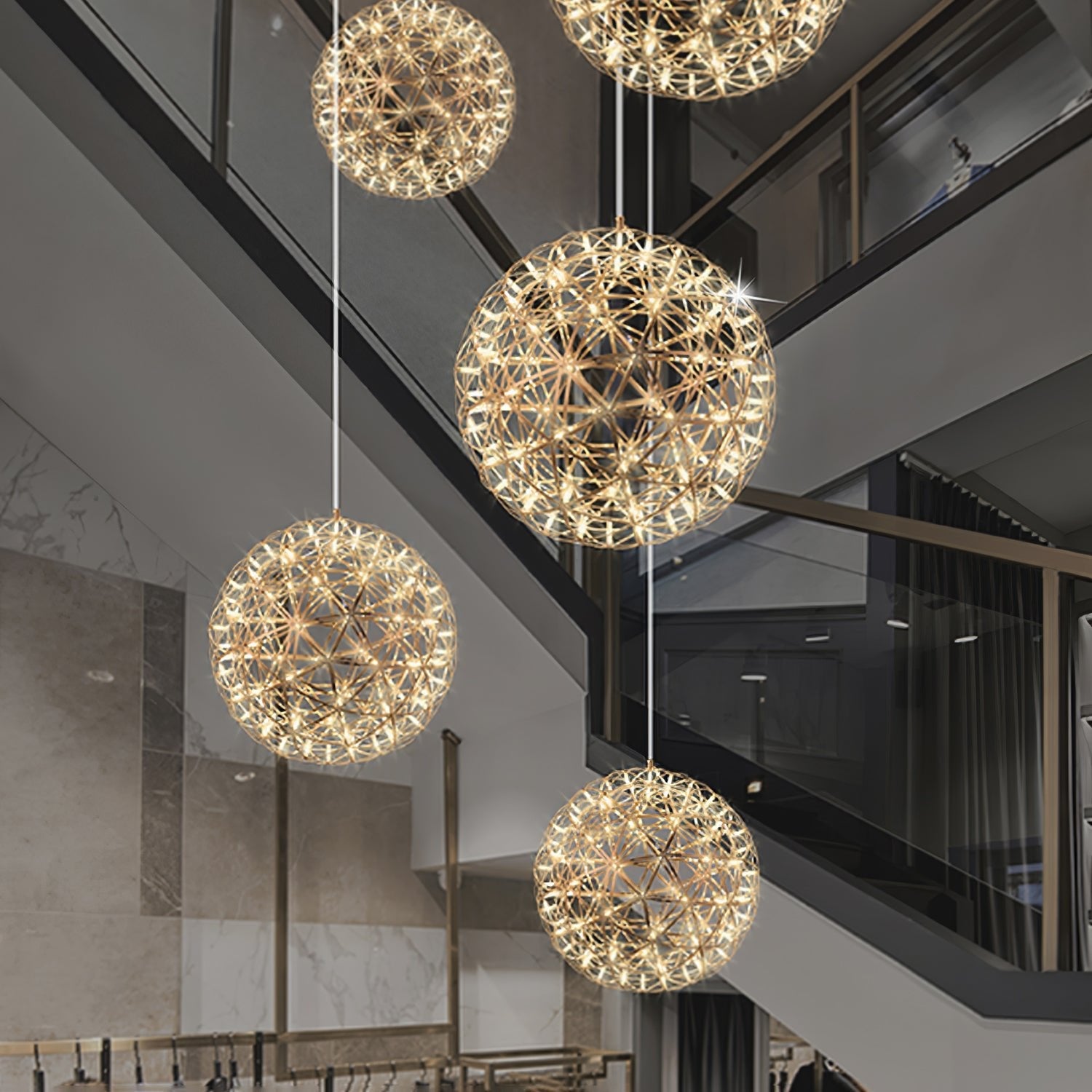 Gold Spark Ball Pendant Light-Neutral Decor