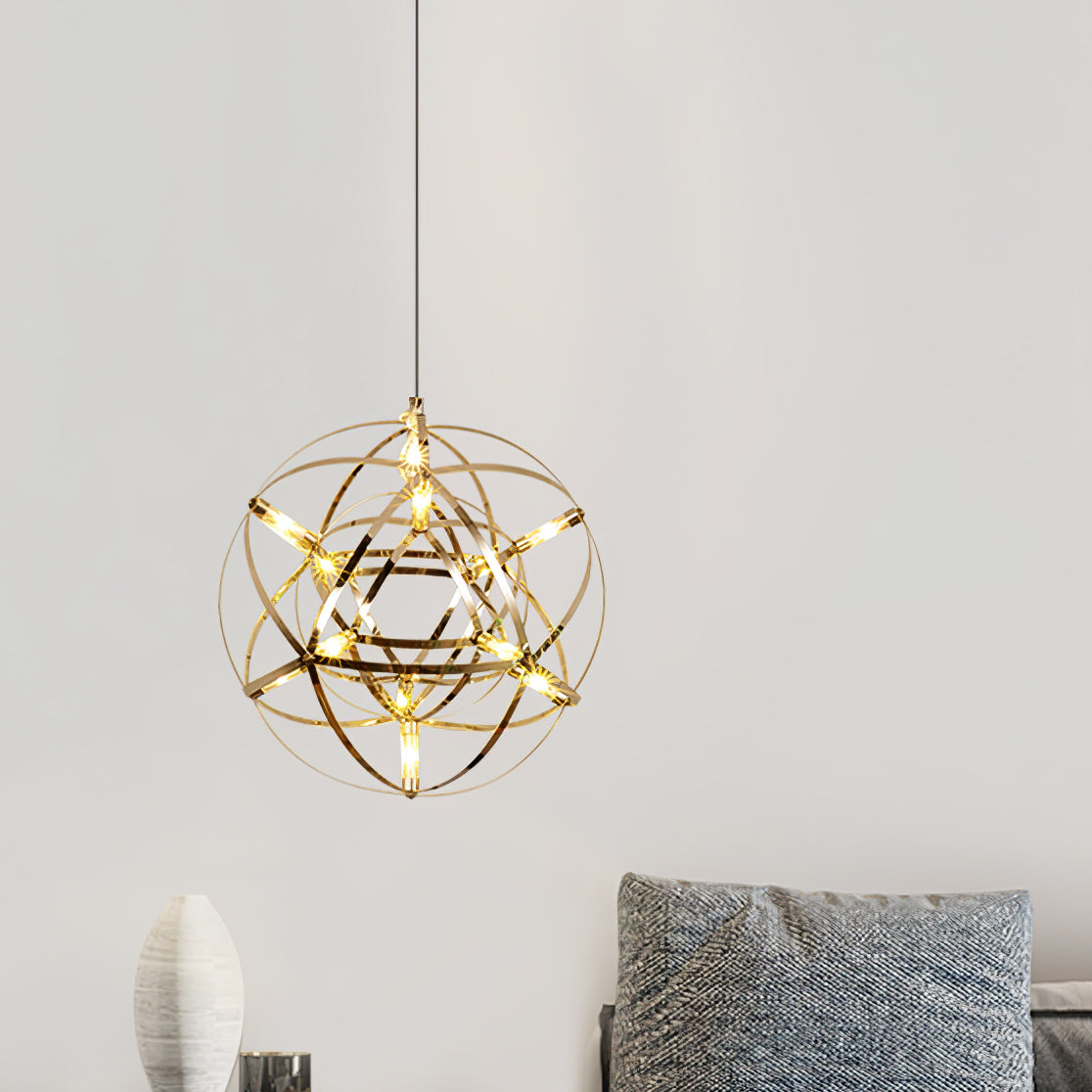 Silver Spark Ball Pendant Light-Neutral Decor