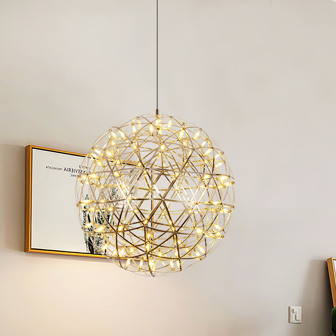Silver Spark Ball Pendant Light-Neutral Decor