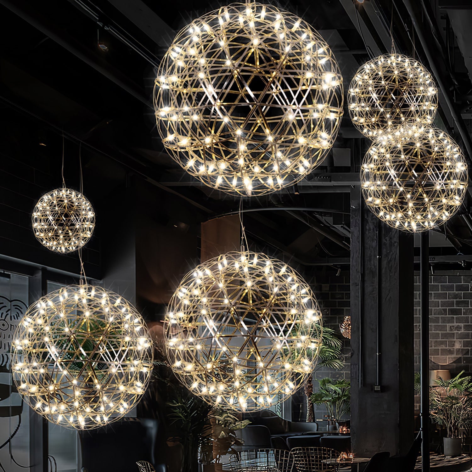 Gold Spark Ball Pendant Light-Neutral Decor