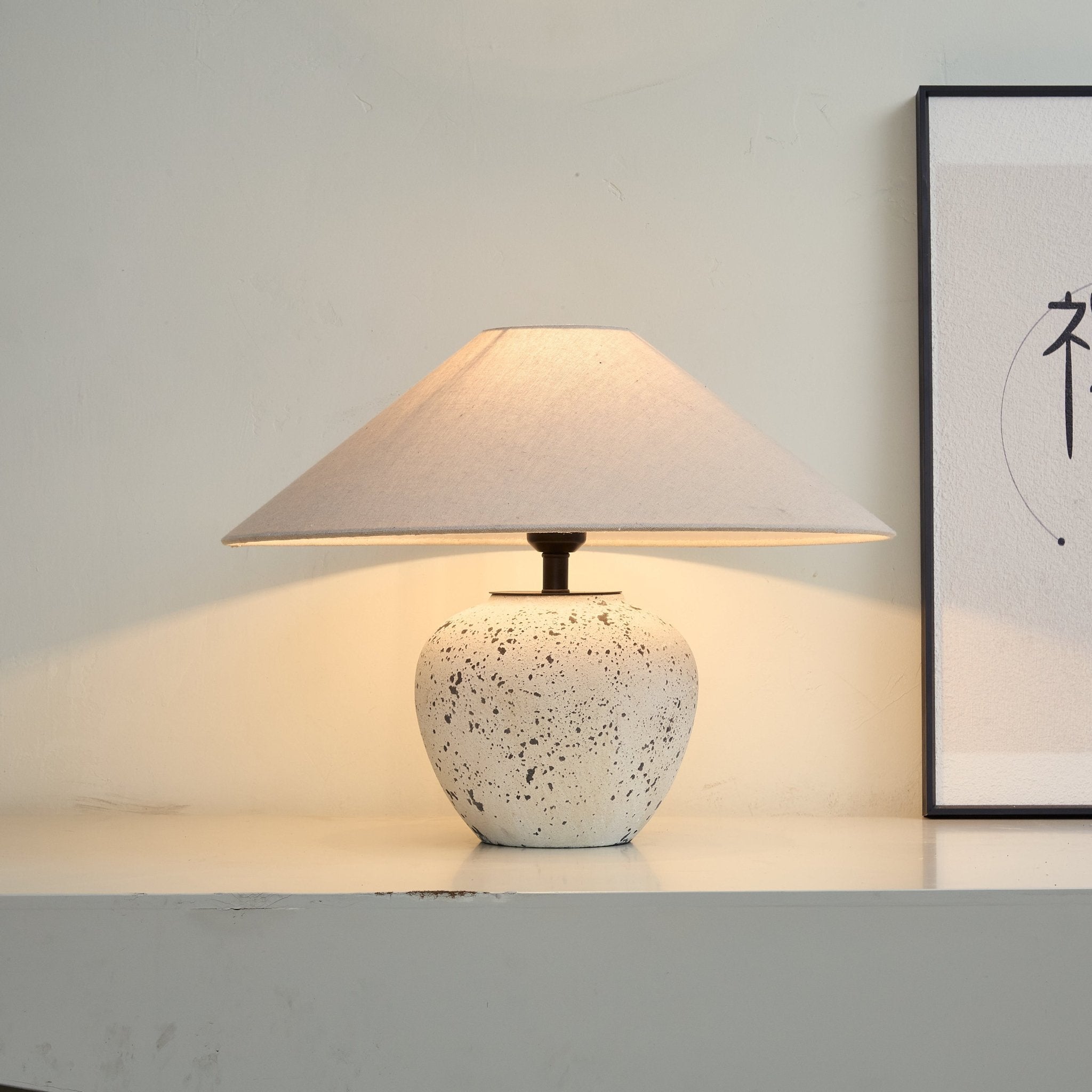 Speckled Ceramic Jar Table Lamp-Neutral Decor