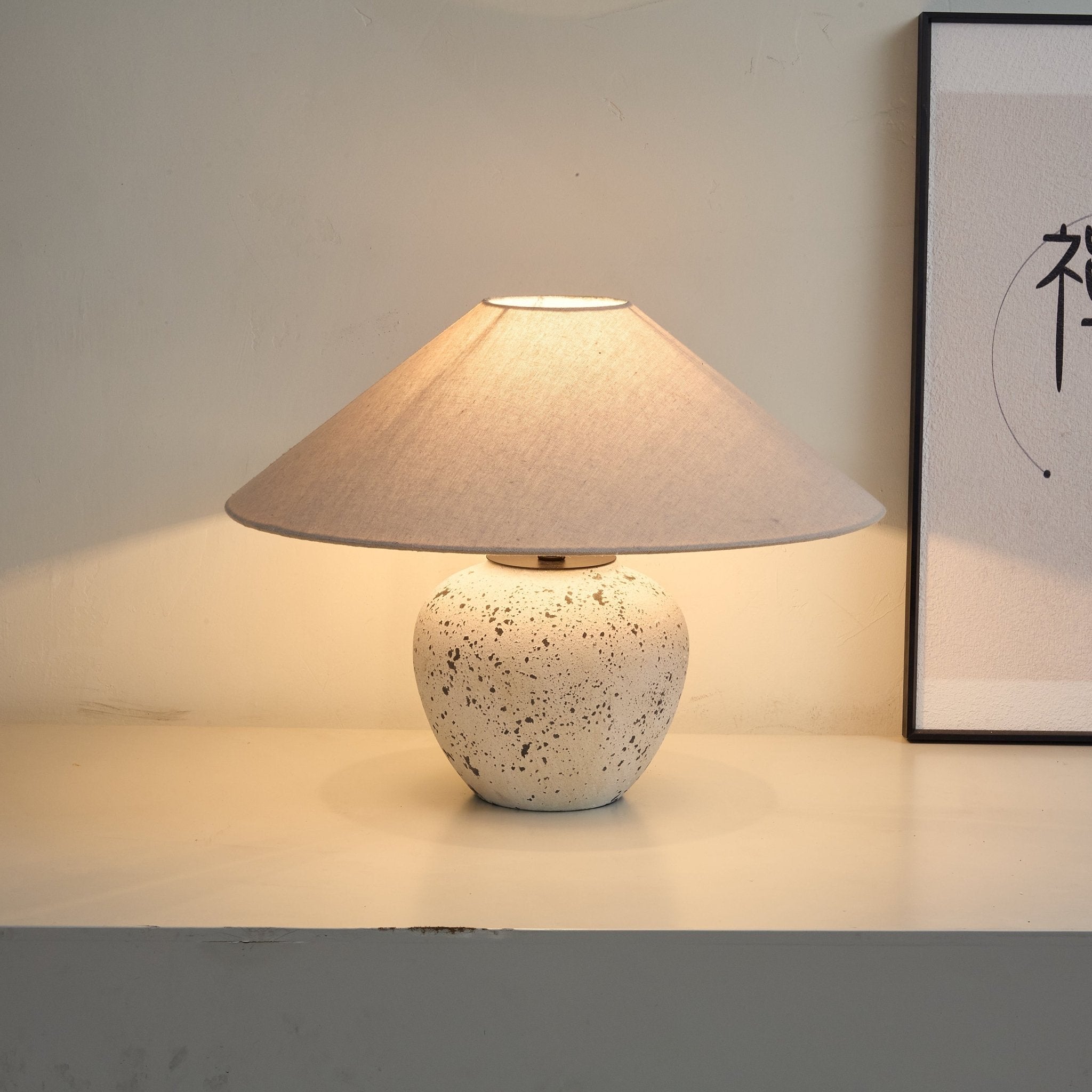 Speckled Ceramic Jar Table Lamp-Neutral Decor