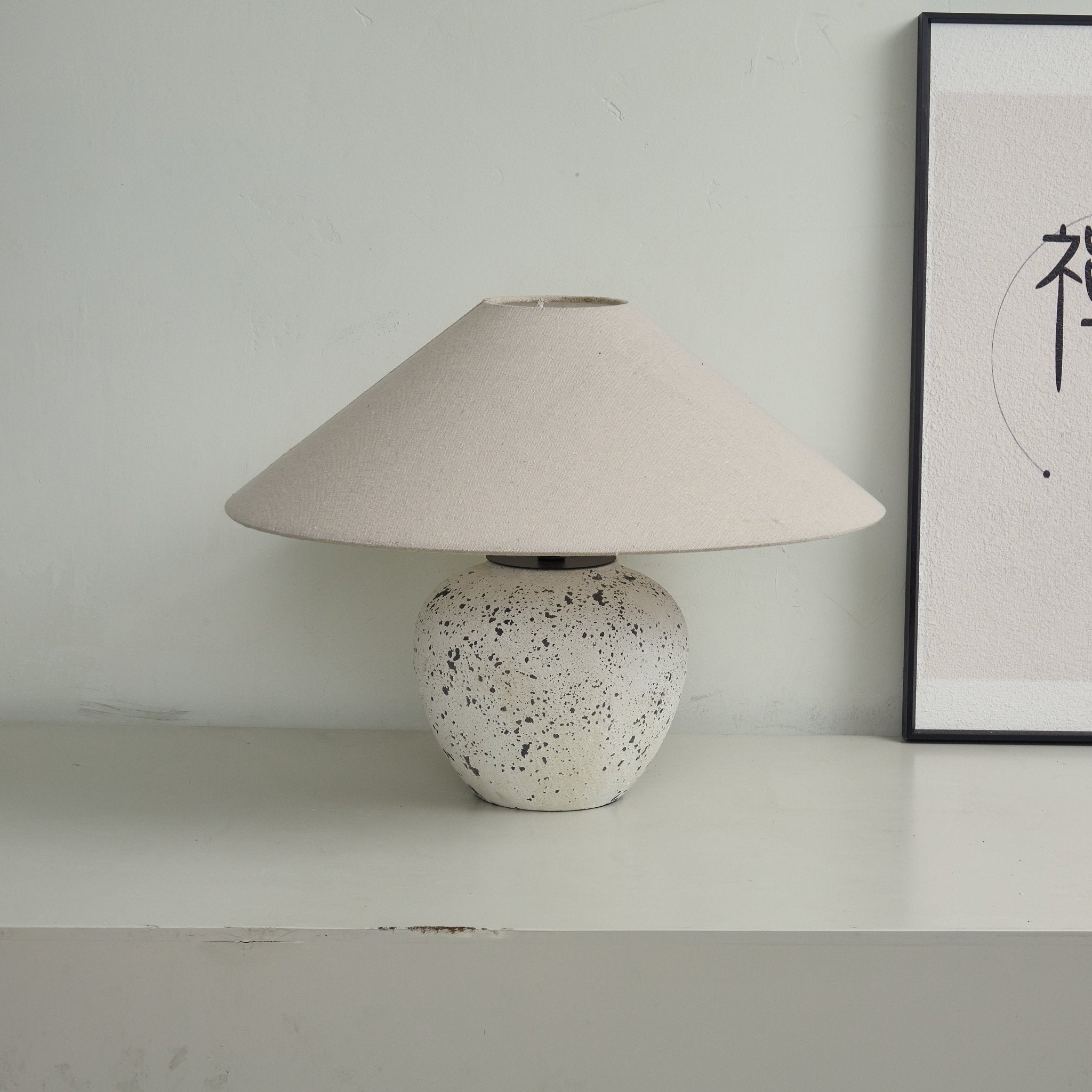 Speckled Ceramic Jar Table Lamp-Neutral Decor