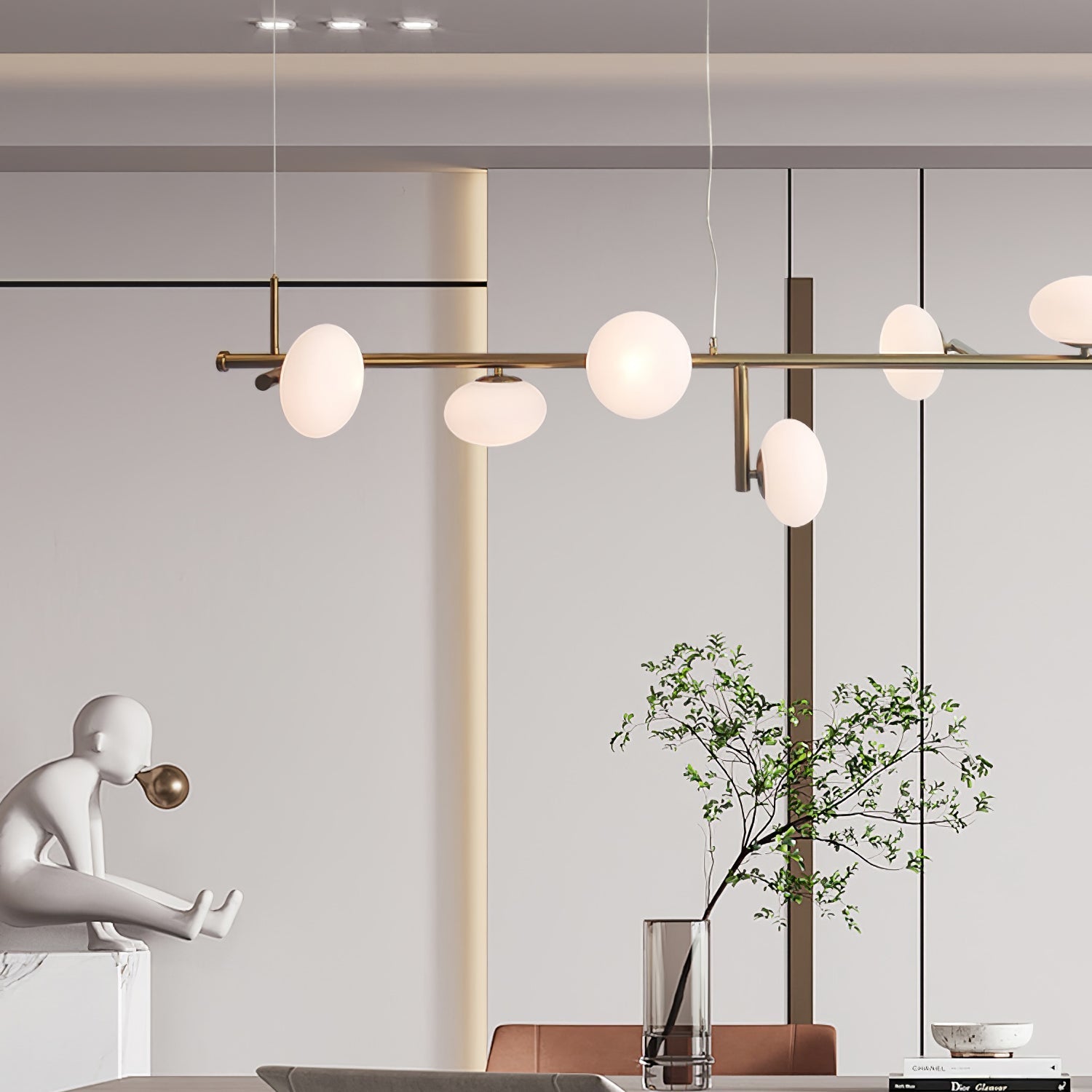 Balance Modern Glass Chandelier-Neutral Decor