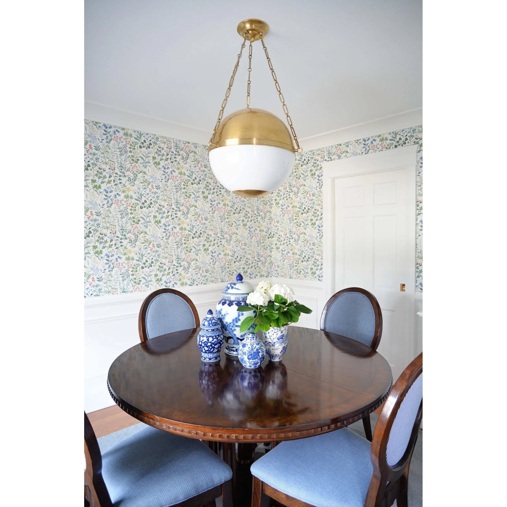 Angled view of the white Sphere No.2 Pendant Lamp.
