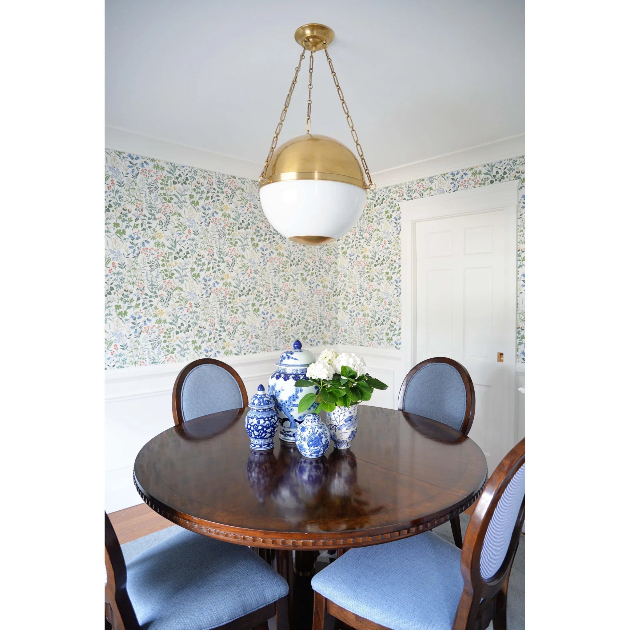 Angled view of the white Sphere No.2 Pendant Lamp.