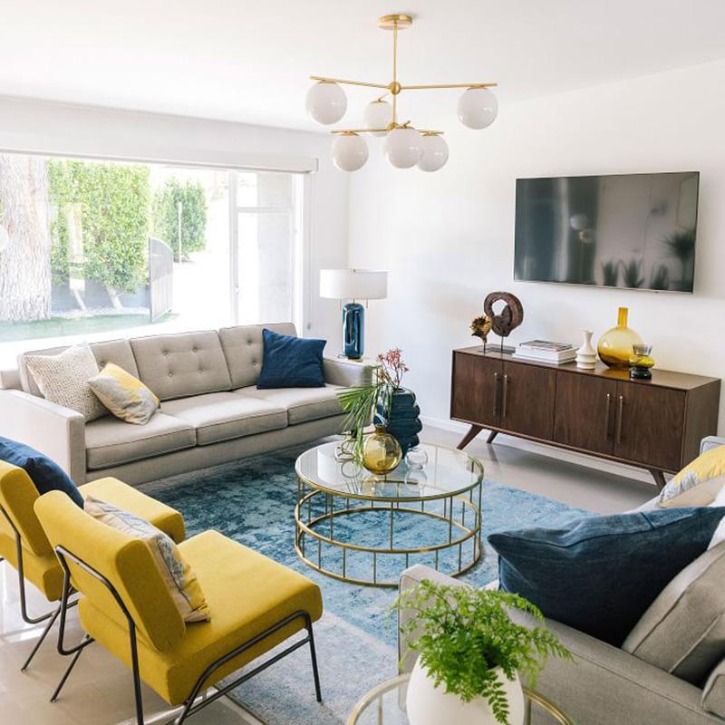 Lustra Chandelier Sphere & Stem Modern Gold LED-Neutral Decor