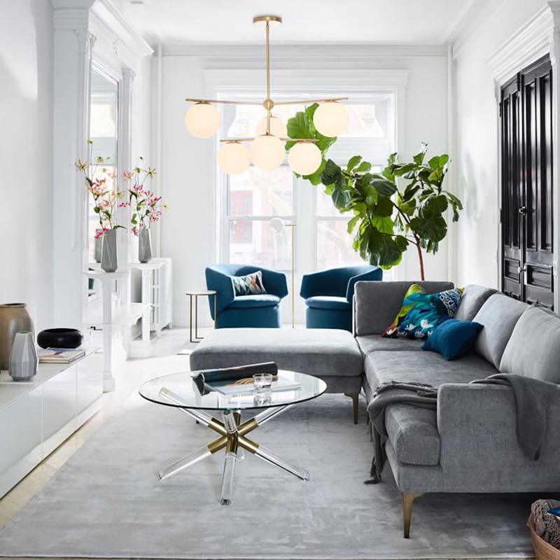 Lustra Chandelier Sphere & Stem Modern Gold LED-Neutral Decor