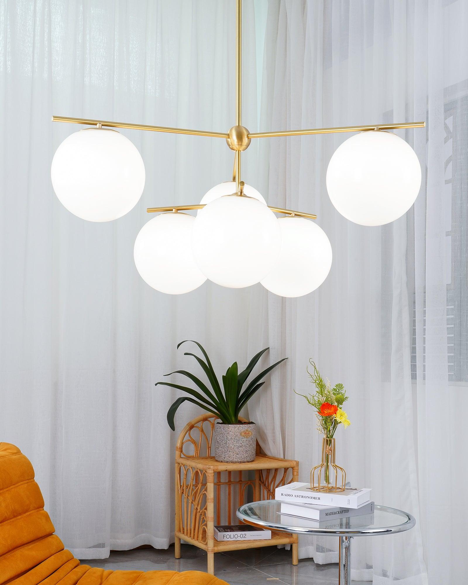 Lustra Chandelier Sphere & Stem Modern Gold LED-Neutral Decor