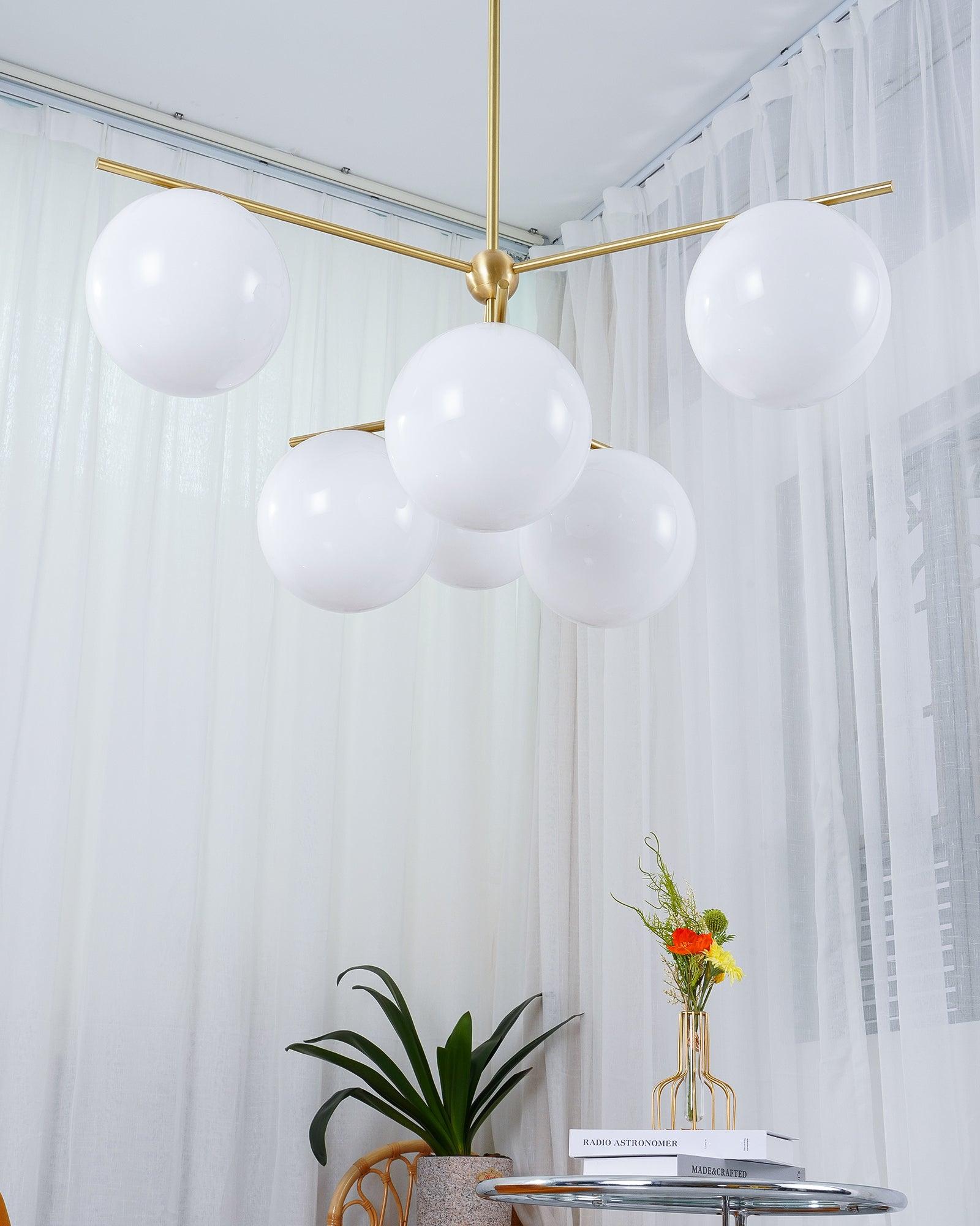 Lustra Chandelier Sphere & Stem Modern Gold LED-Neutral Decor