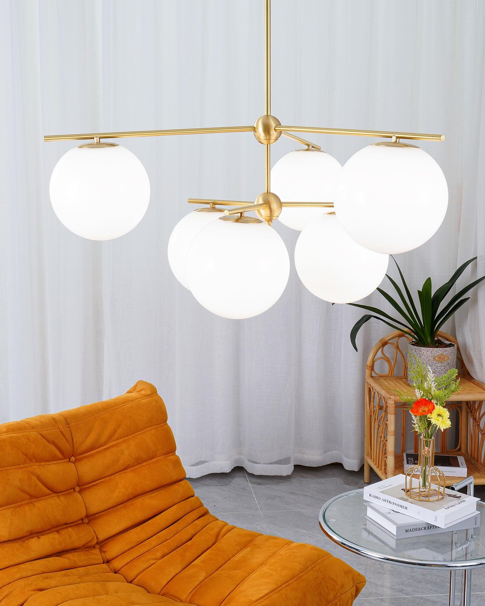 Lustra Chandelier Sphere & Stem Modern Gold LED-Neutral Decor