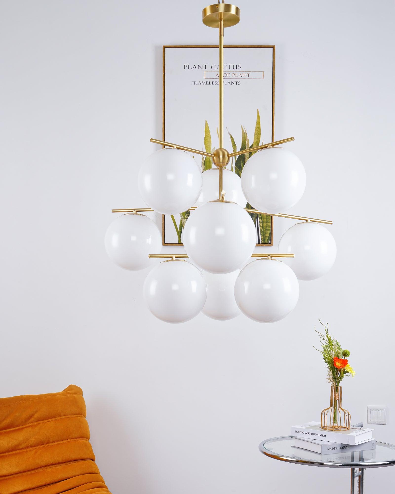 Lustra Chandelier Sphere & Stem Modern Gold LED-Neutral Decor