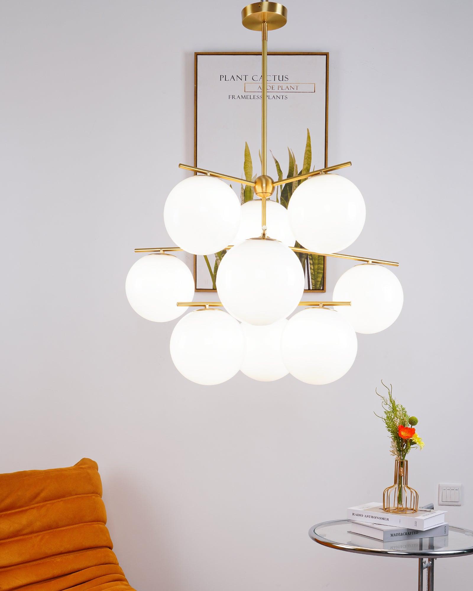 Lustra Chandelier Sphere & Stem Modern Gold LED-Neutral Decor