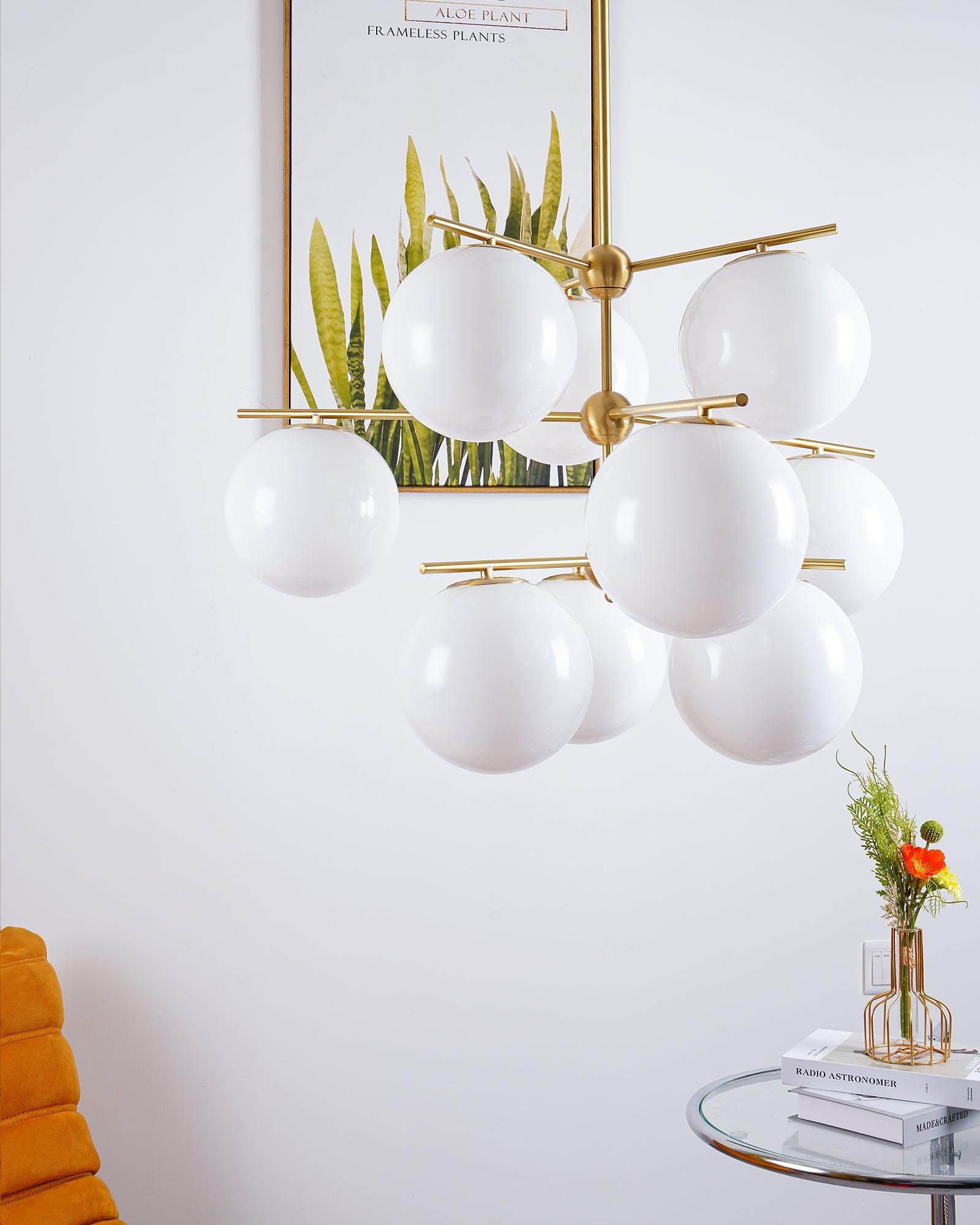 Lustra Chandelier Sphere & Stem Modern Gold LED-Neutral Decor