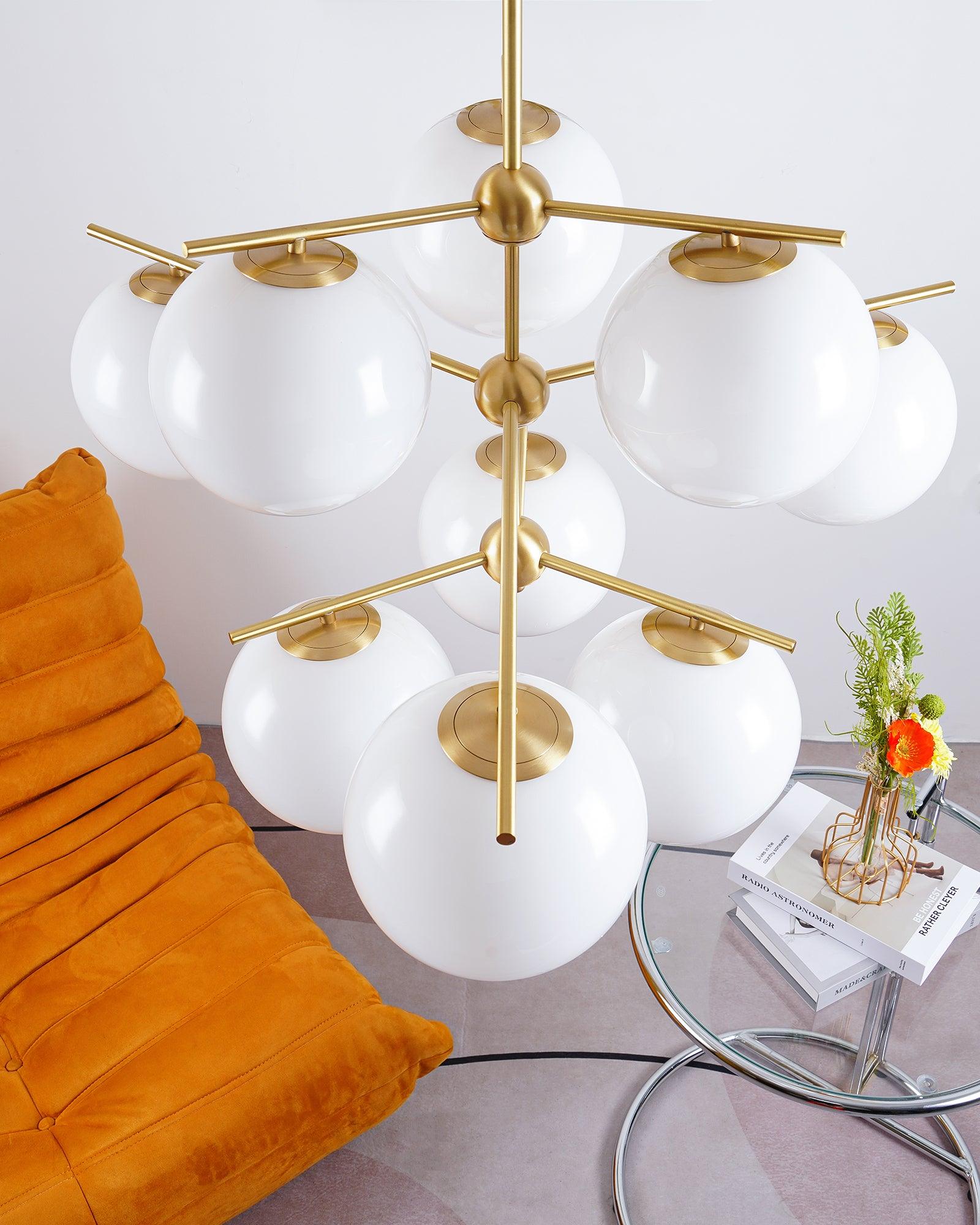 Lustra Chandelier Sphere & Stem Modern Gold LED-Neutral Decor
