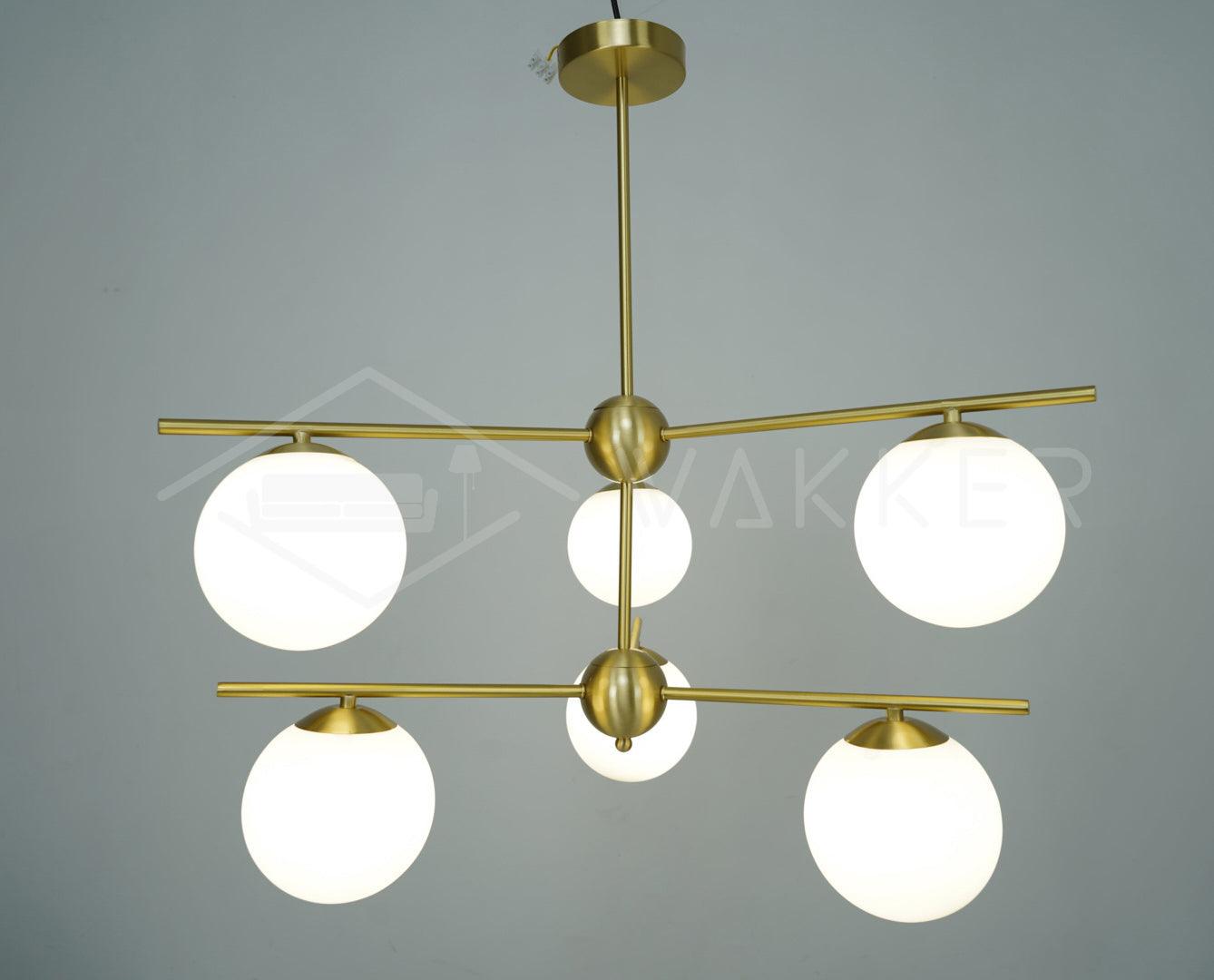 Lustra Chandelier Sphere & Stem Modern Gold LED-Neutral Decor