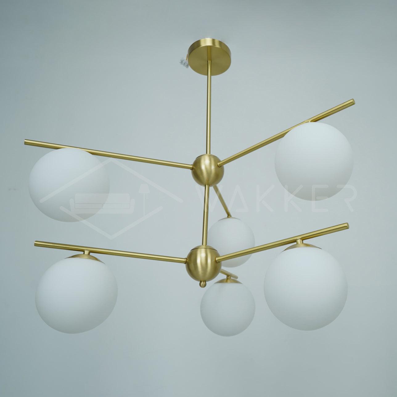 Lustra Chandelier Sphere & Stem Modern Gold LED-Neutral Decor