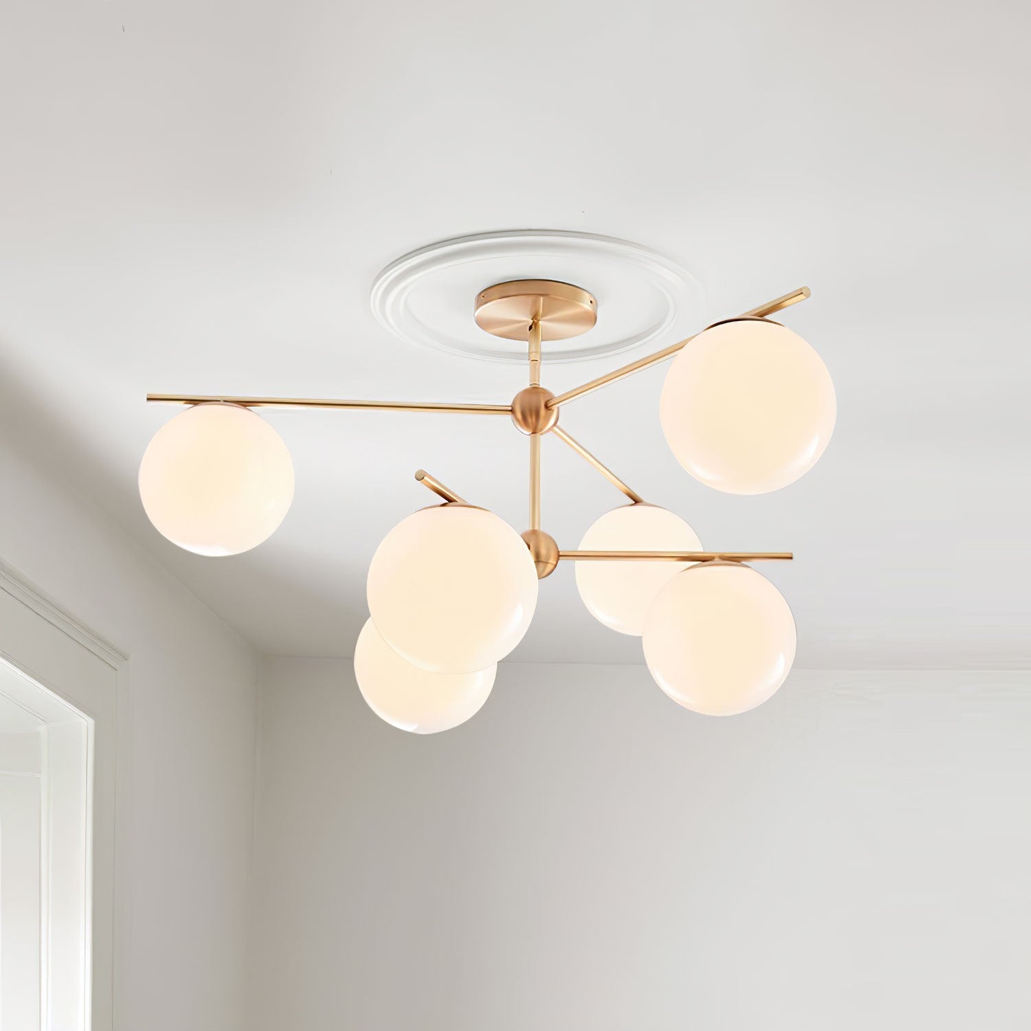 Lustra Chandelier Sphere & Stem Modern Gold LED-Neutral Decor
