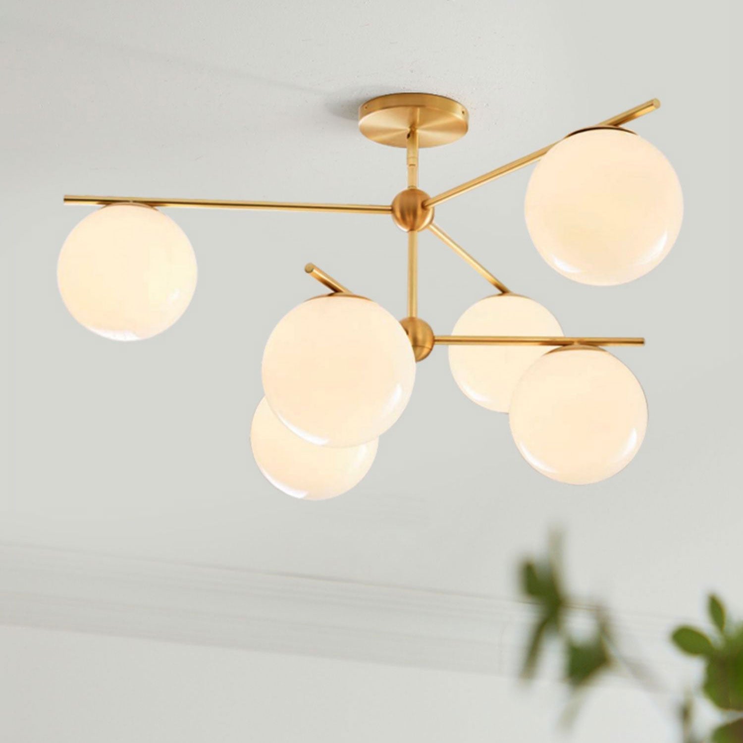 Lustra Chandelier Sphere & Stem Modern Gold LED-Neutral Decor