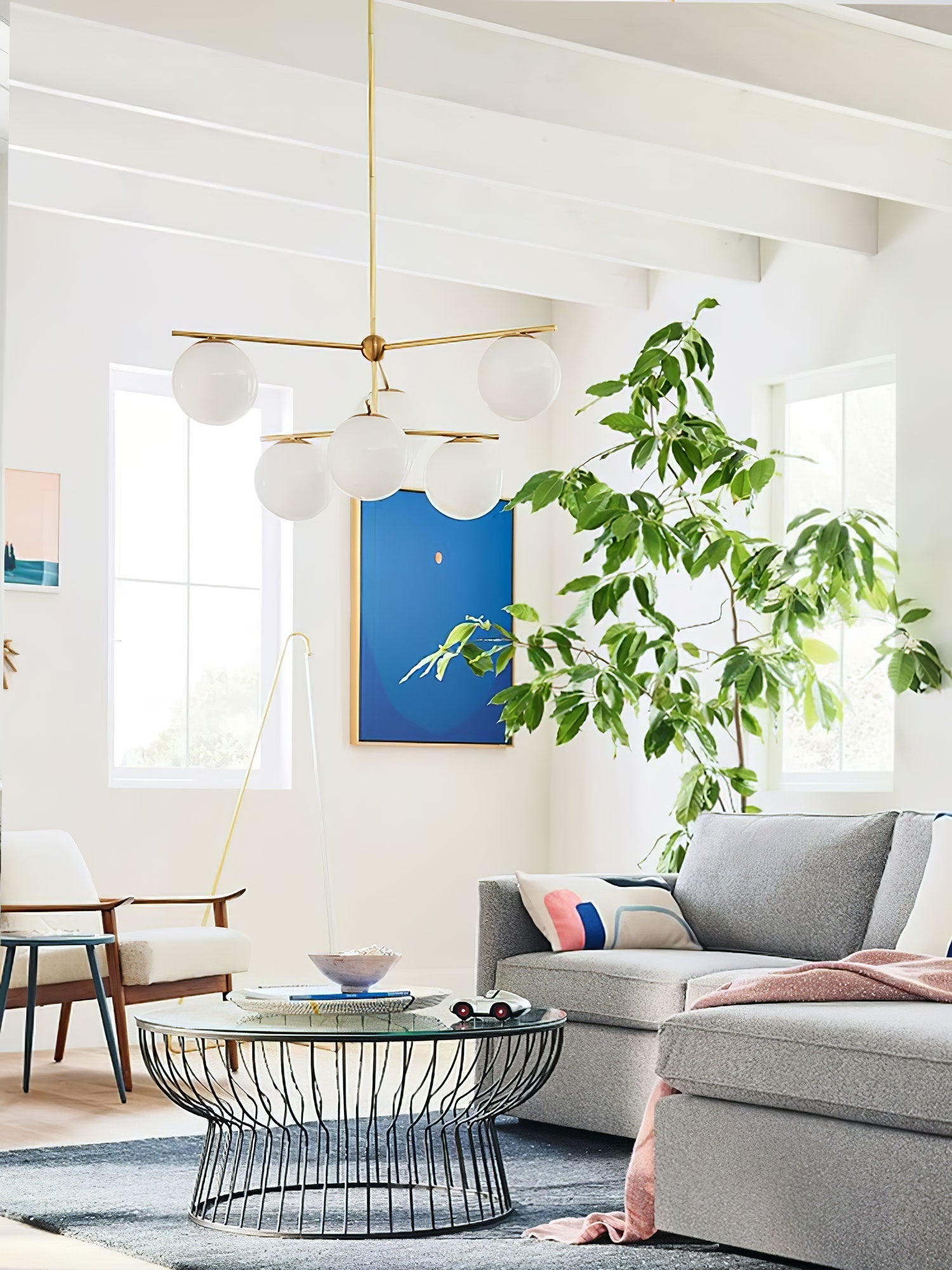 Lustra Chandelier Sphere & Stem Modern Gold LED-Neutral Decor