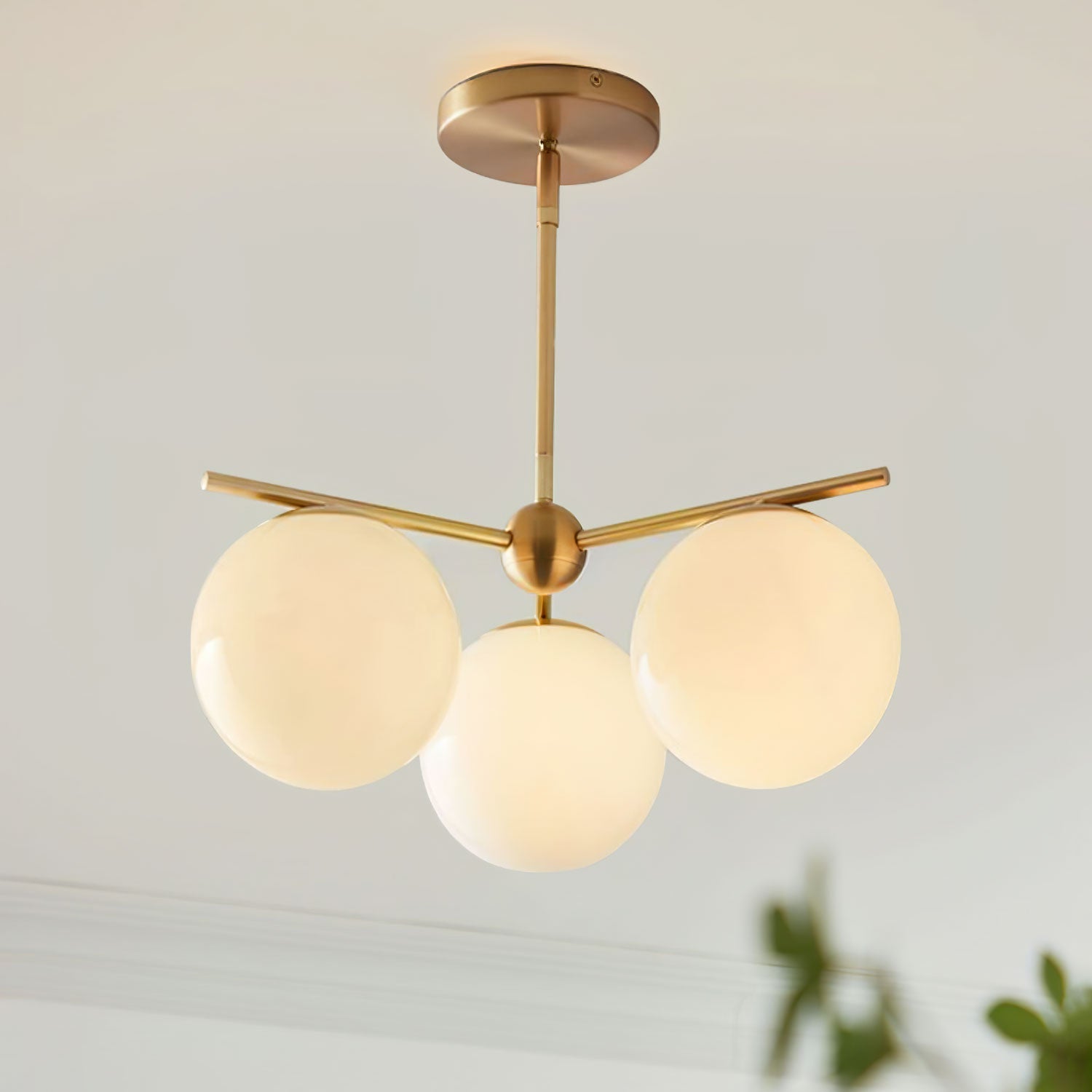 Lustra Chandelier Sphere & Stem Modern Gold LED-Neutral Decor