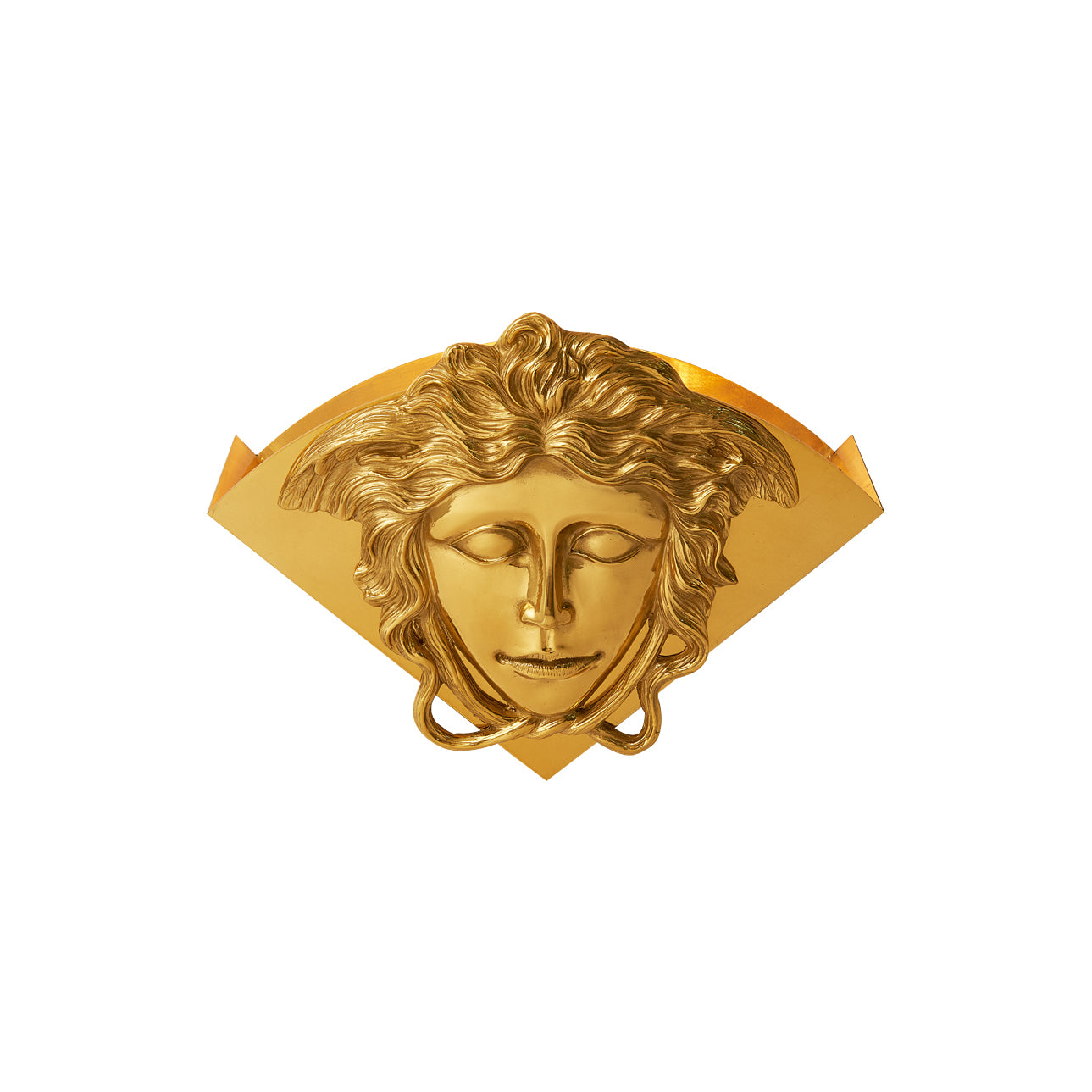 Sphinx Brass Wall Lamp against a neutral wall.