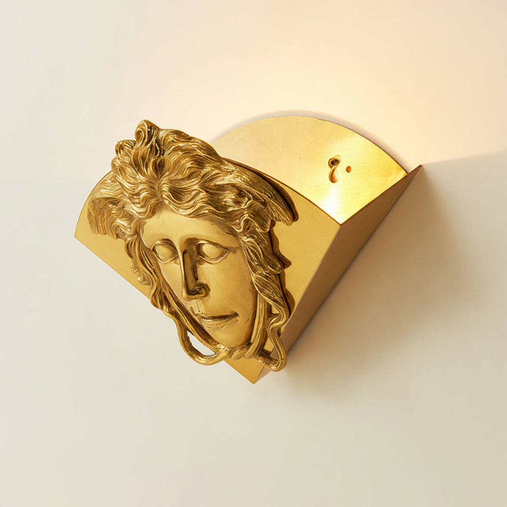 Detail of the wall mount for the Sphinx Brass Lamp.
