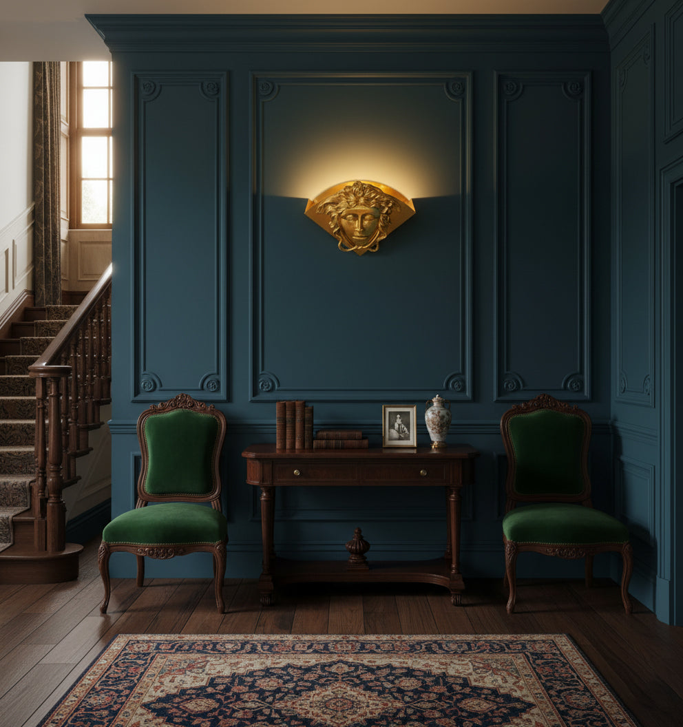 Side view of the modern Sphinx Brass Wall Lamp.
