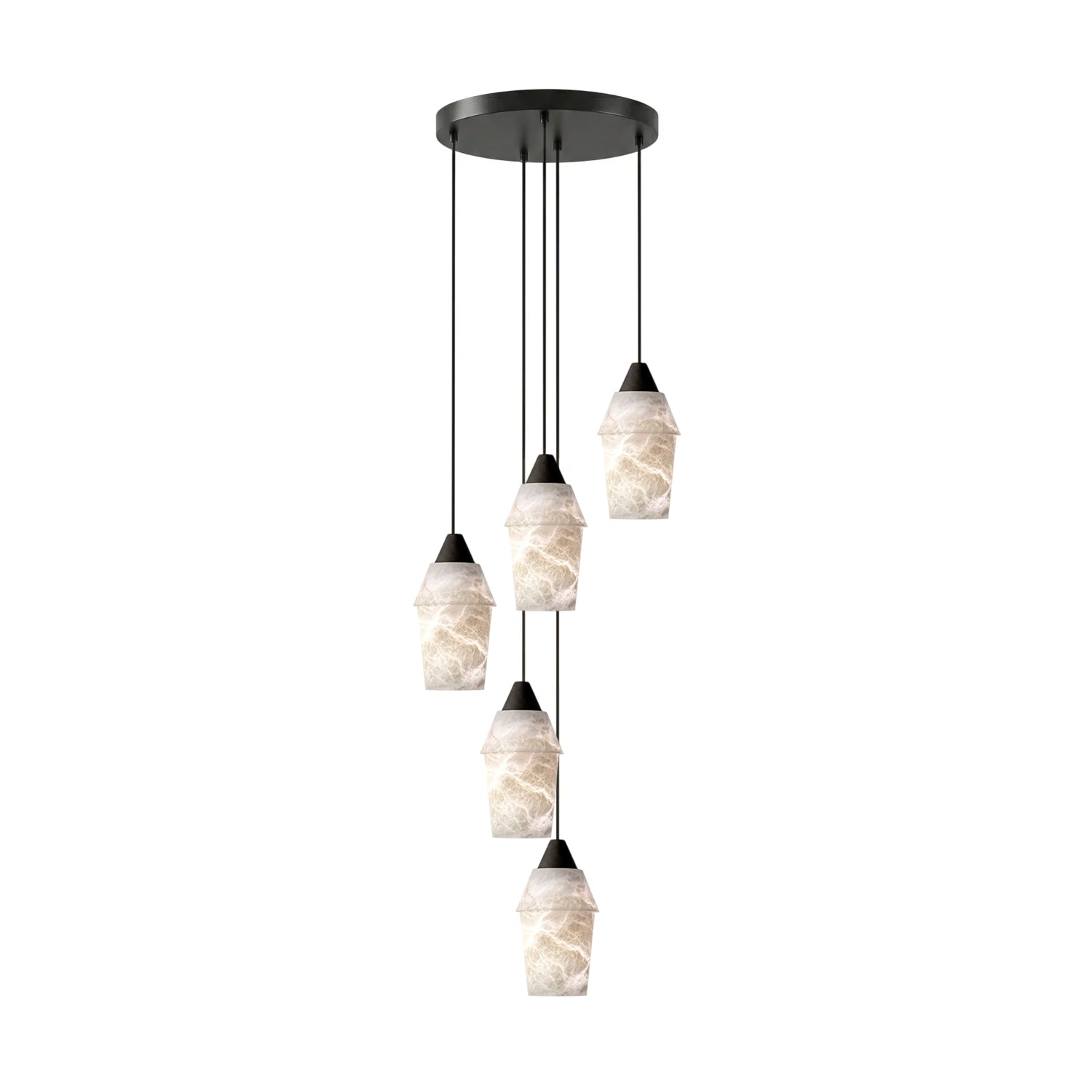 Spindle Alabaster Cluster Chandelier-Neutral Decor