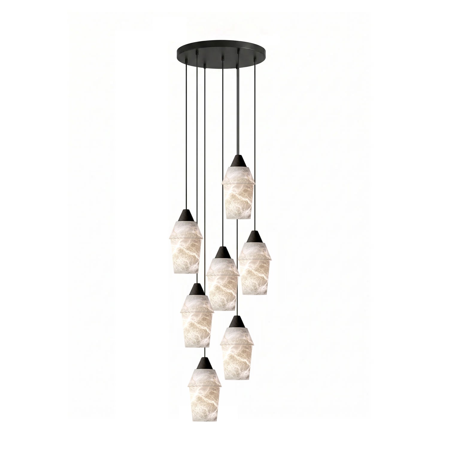 Spindle Alabaster Cluster Chandelier-Neutral Decor