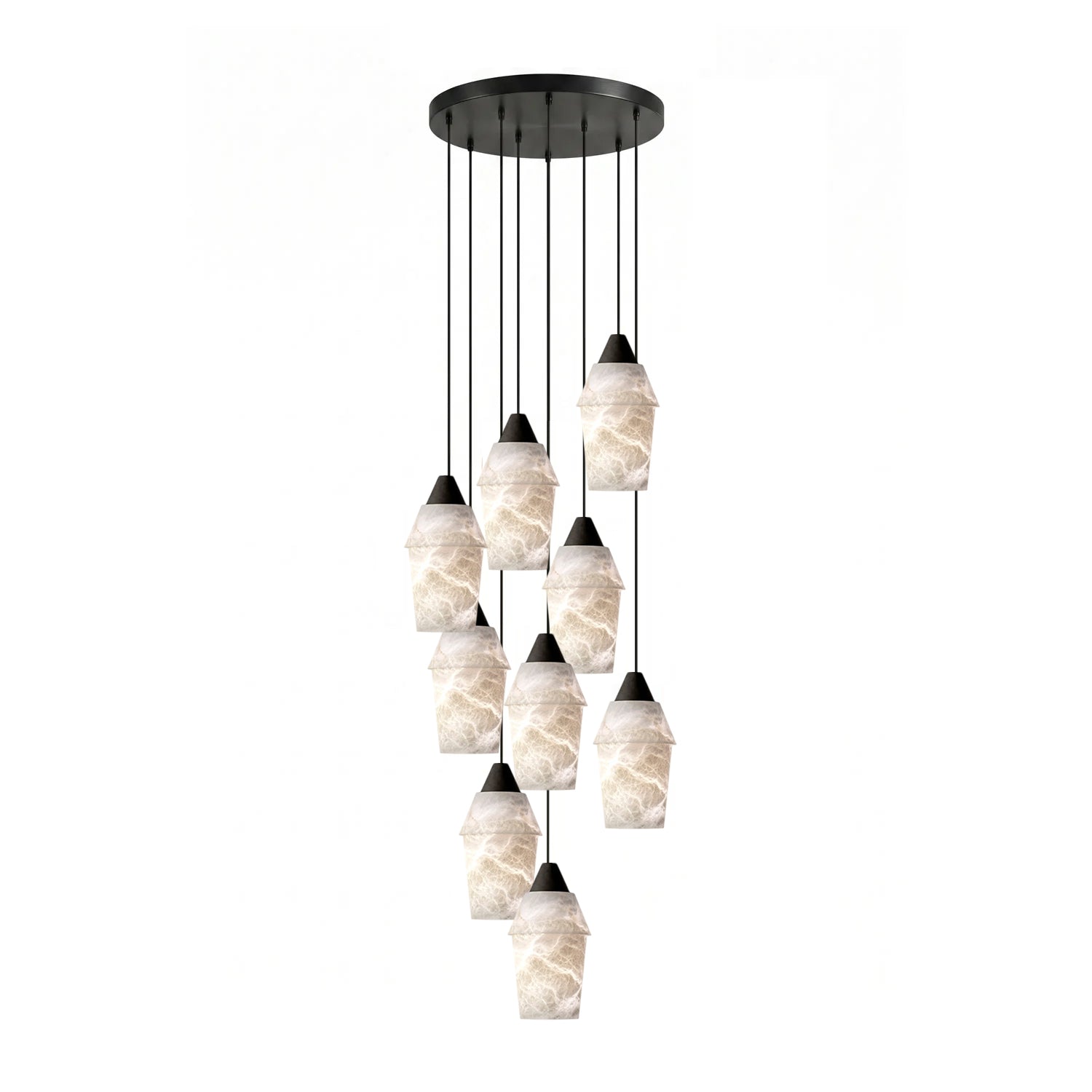 Spindle Alabaster Cluster Chandelier-Neutral Decor