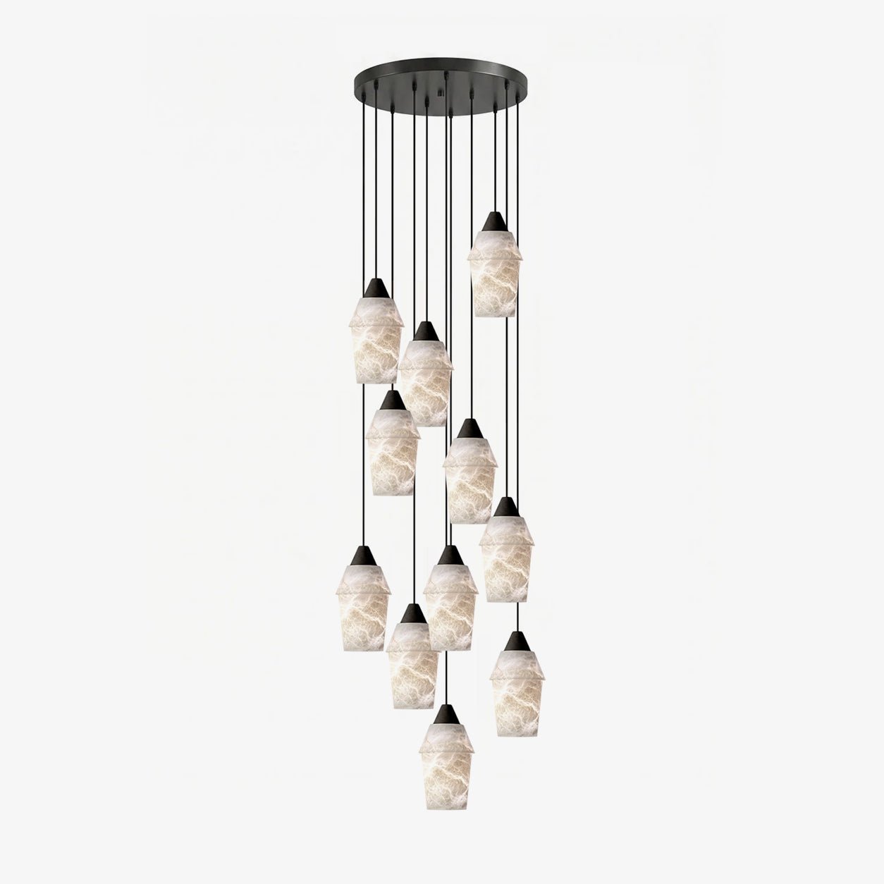 Spindle Alabaster Cluster Chandelier-Neutral Decor