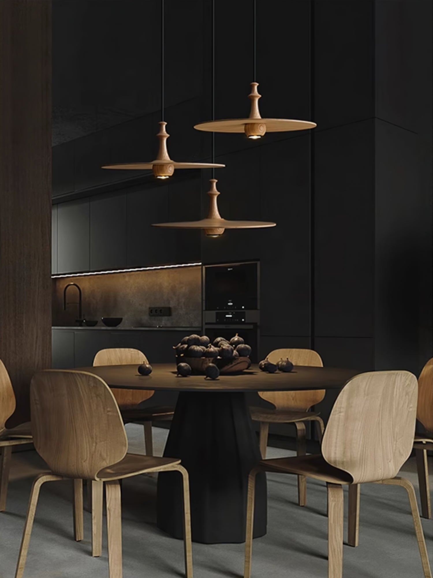 Syrinyra Sculptural Wood Disc Pendant Light-Neutral Decor