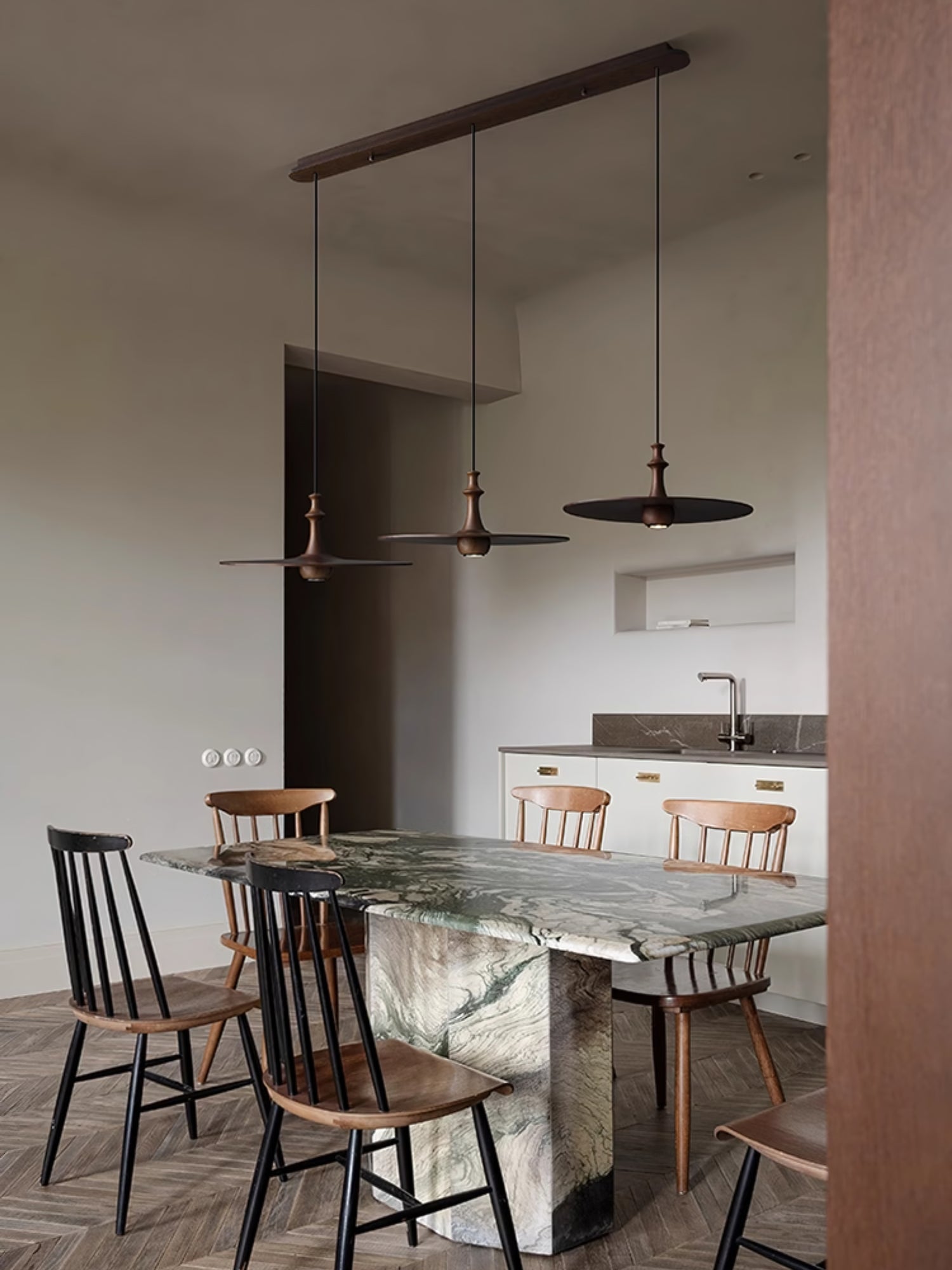 Syrinyra Sculptural Wood Disc Pendant Light-Neutral Decor