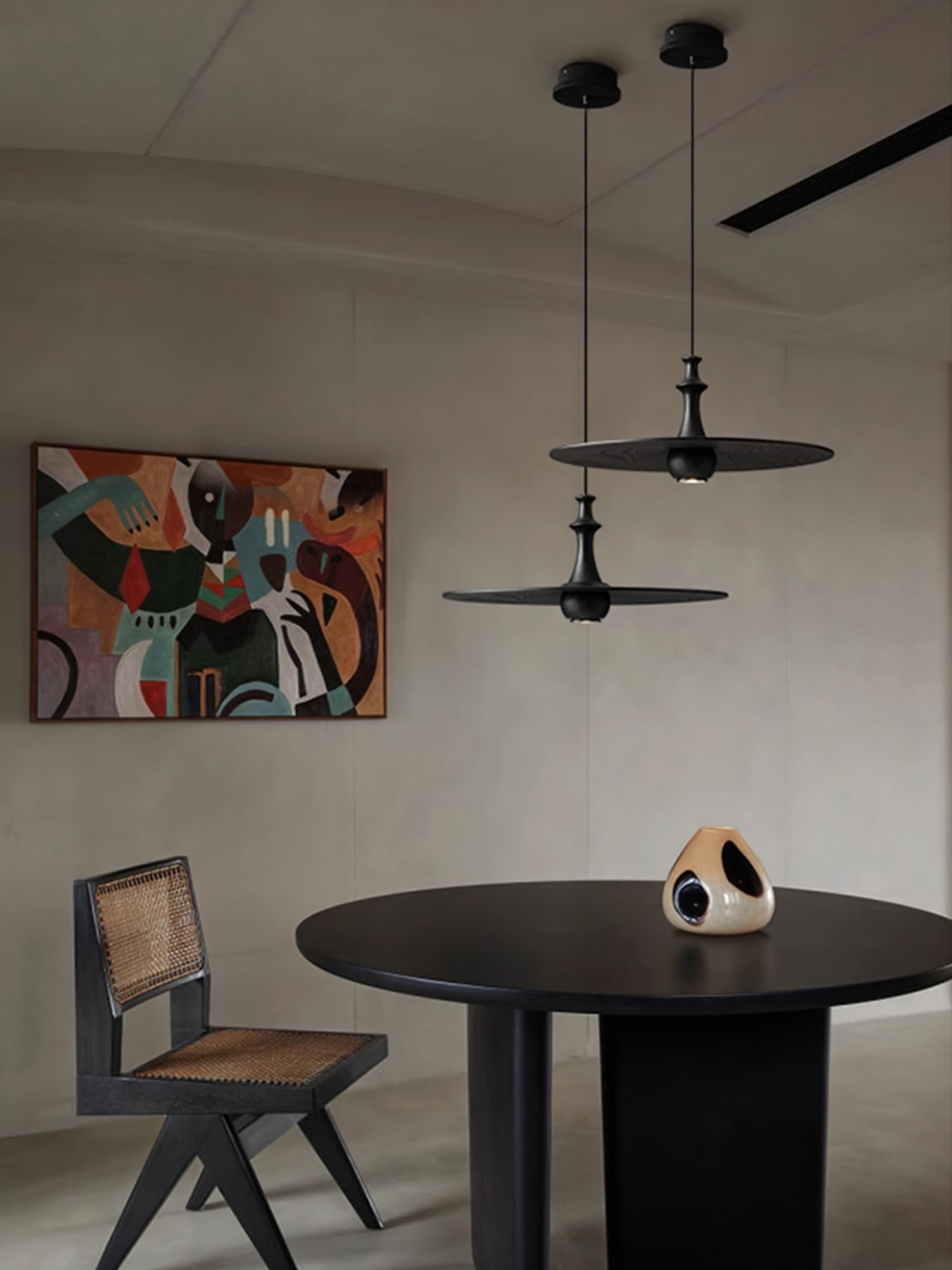 Syrinyra Sculptural Wood Disc Pendant Light-Neutral Decor