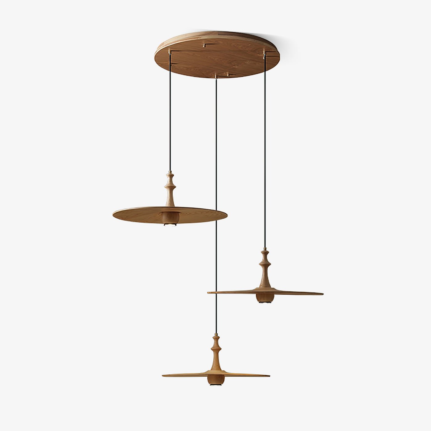Syrinyra Sculptural Wood Disc Pendant Light-Neutral Decor