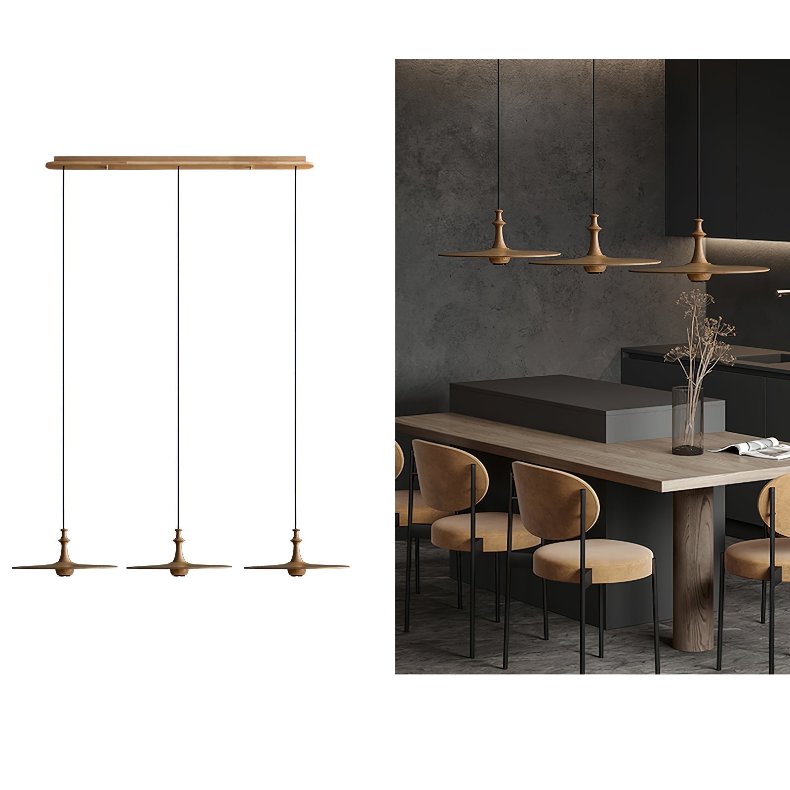 Syrinyra Sculptural Wood Disc Pendant Light-Neutral Decor