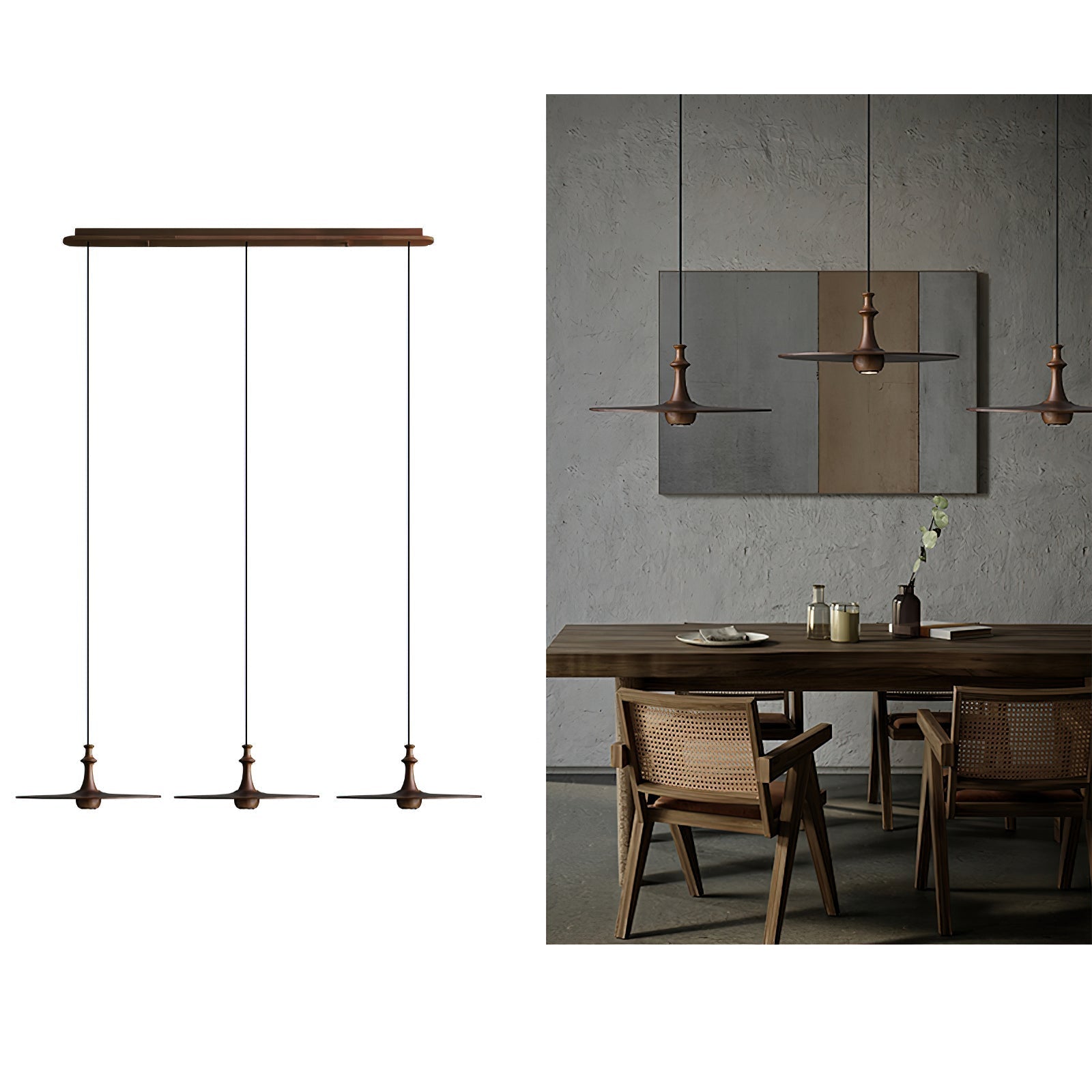 Syrinyra Sculptural Wood Disc Pendant Light-Neutral Decor