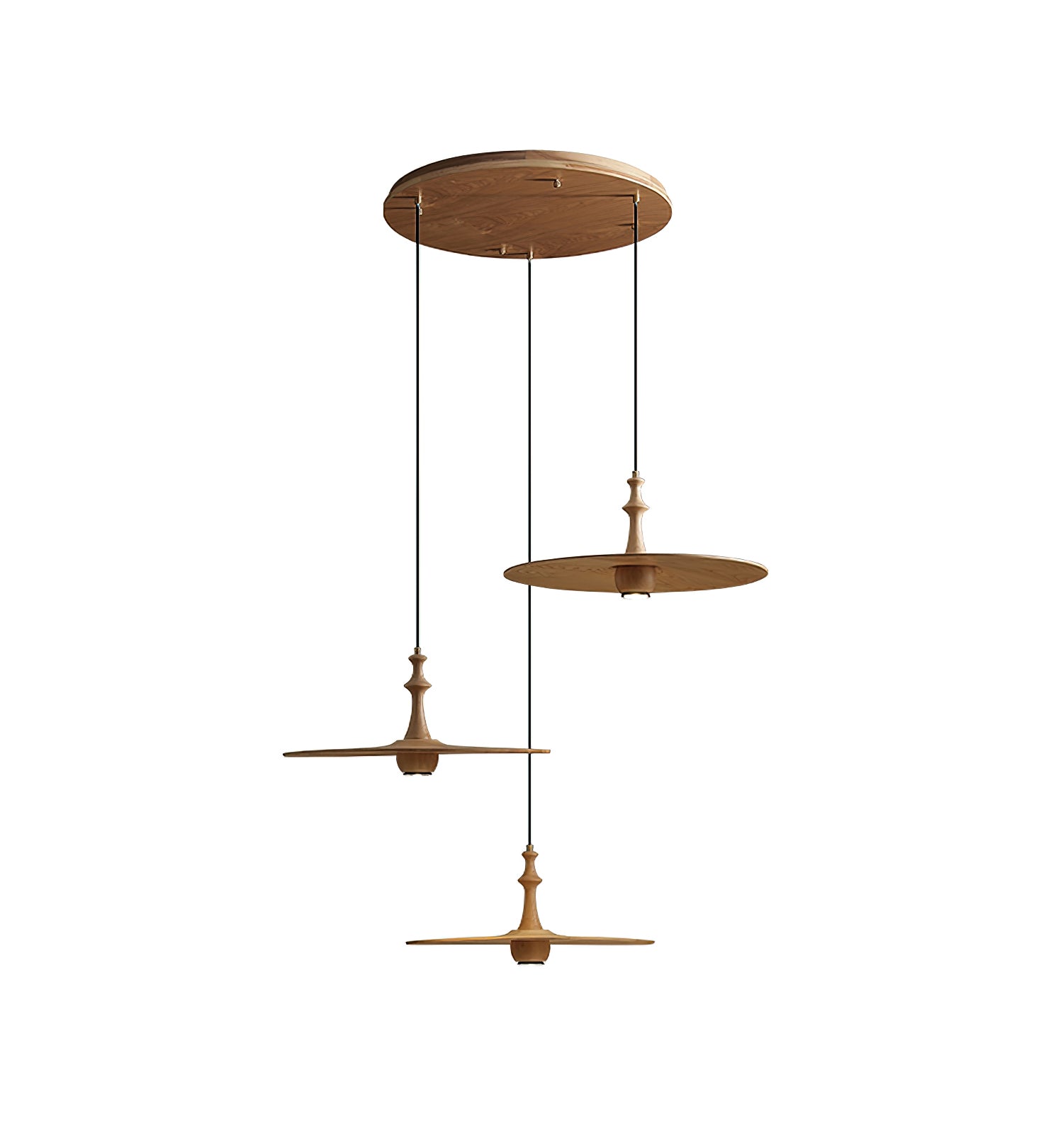 Syrinyra Sculptural Wood Disc Pendant Light-Neutral Decor
