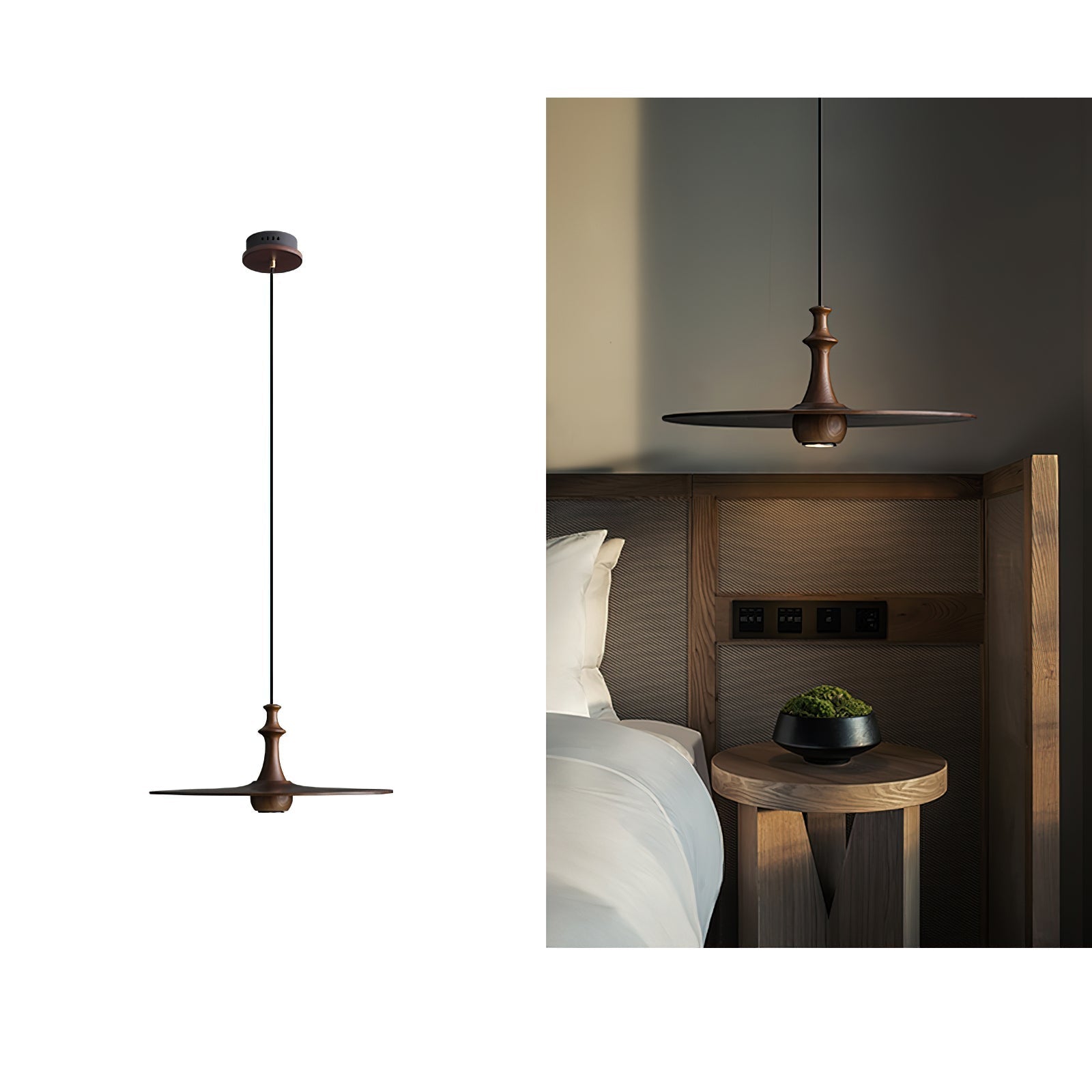 Syrinyra Sculptural Wood Disc Pendant Light-Neutral Decor