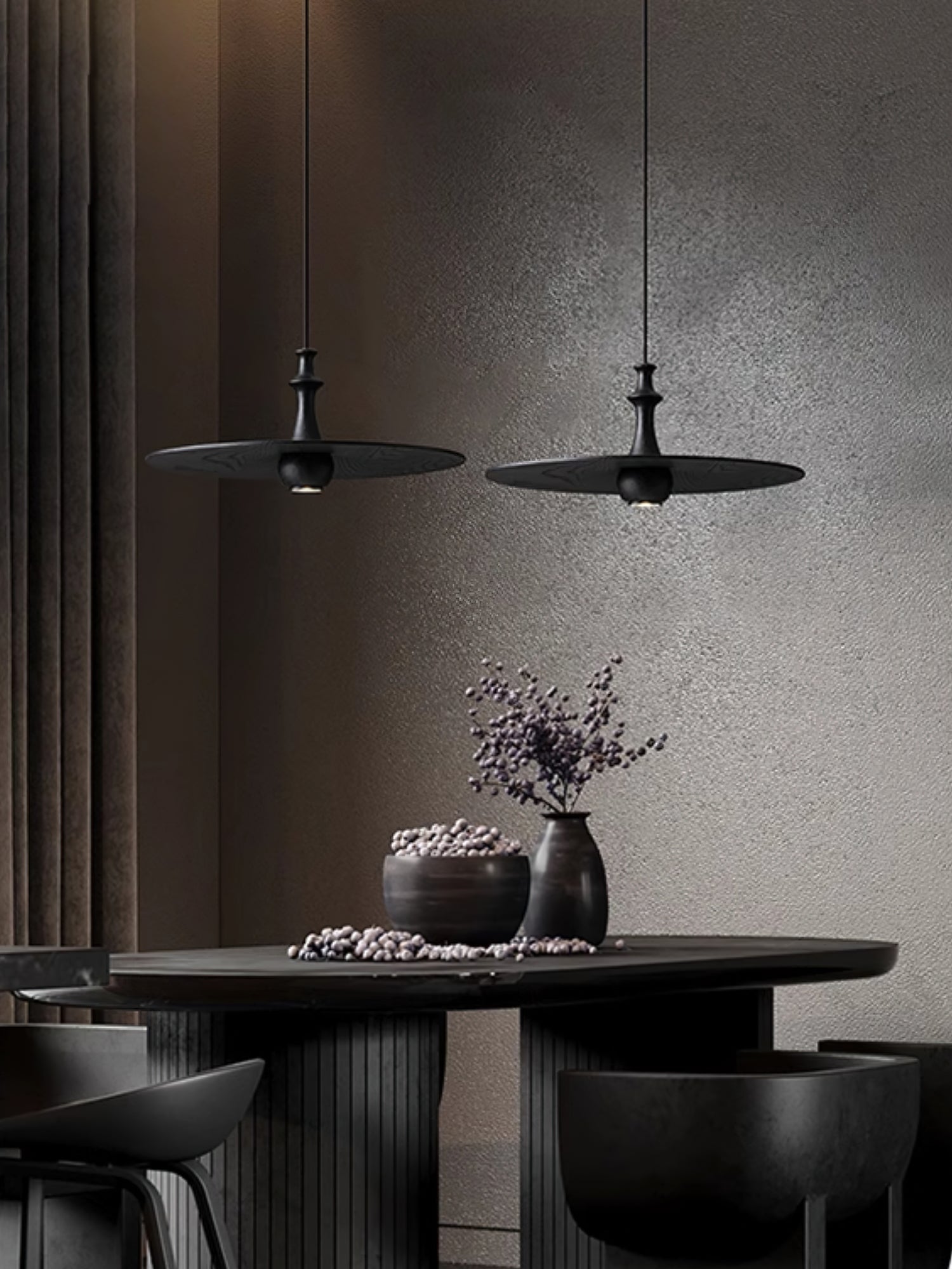 Syrinyra Sculptural Wood Disc Pendant Light-Neutral Decor