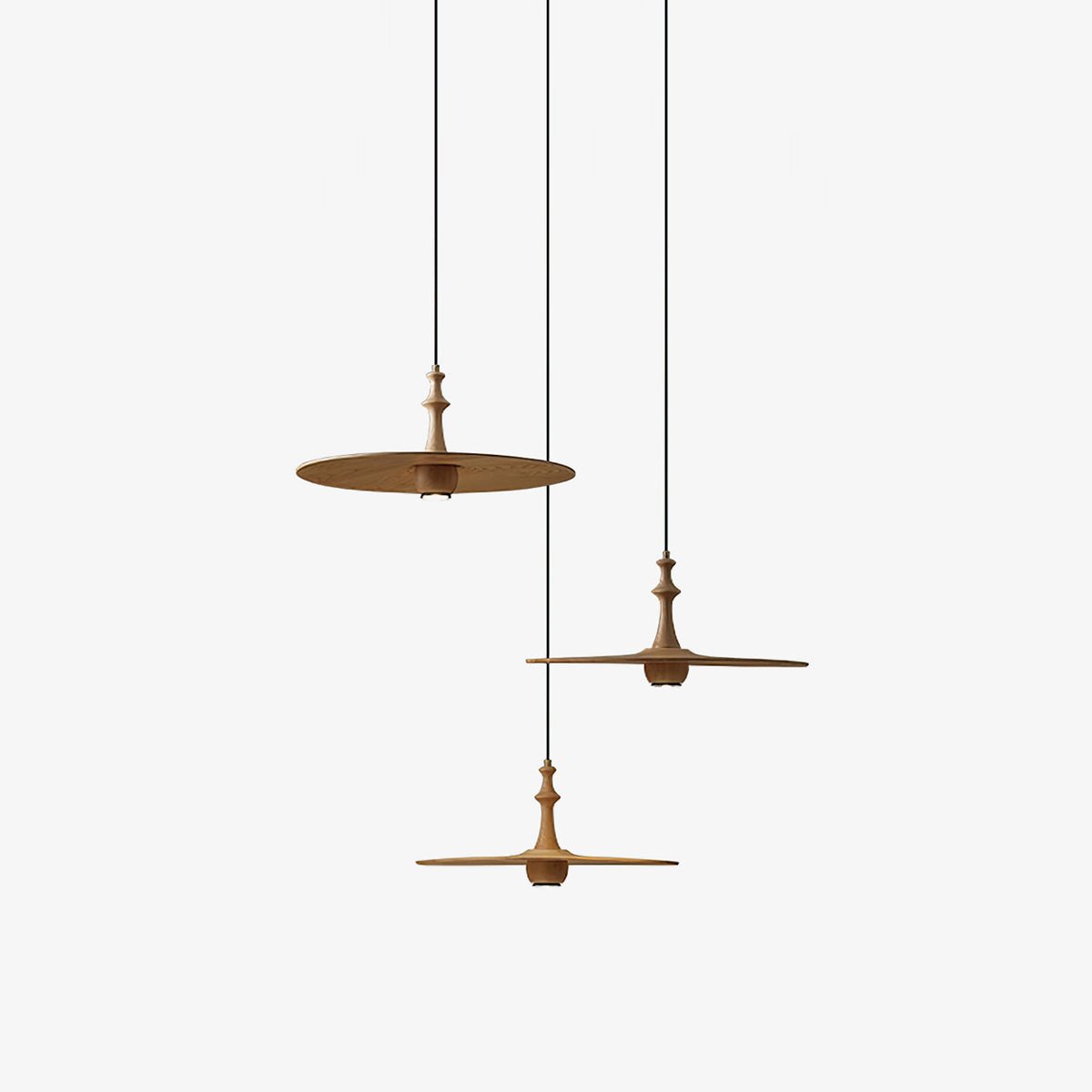 Syrinyra Sculptural Wood Disc Pendant Light-Neutral Decor