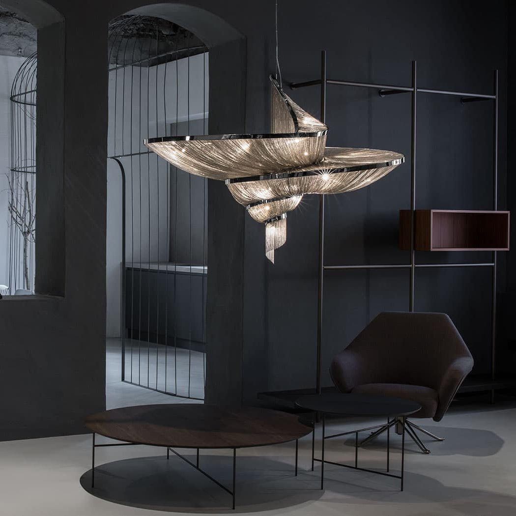 Spiral Elegance Chain Chandelier-Neutral Decor