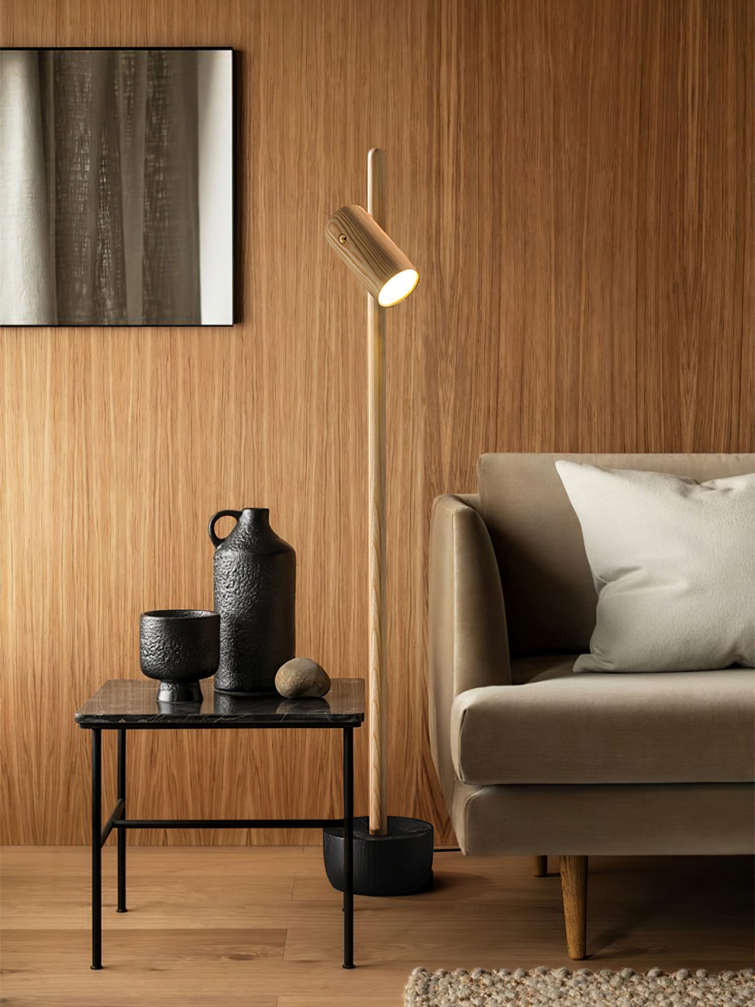 Kirixy Floor Lamp Spotlight Wood-Neutral Decor