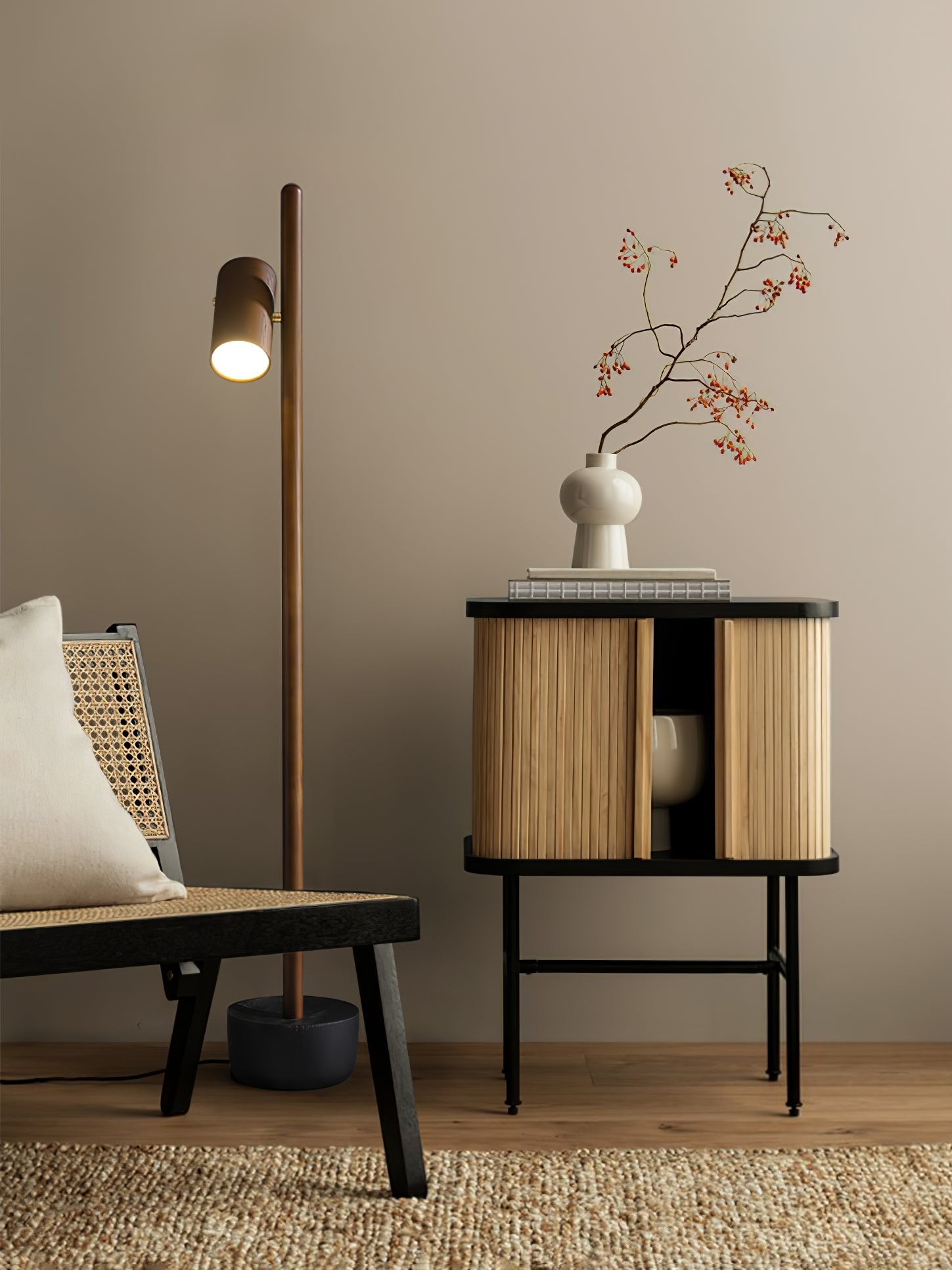 Kirixy Floor Lamp Spotlight Wood-Neutral Decor