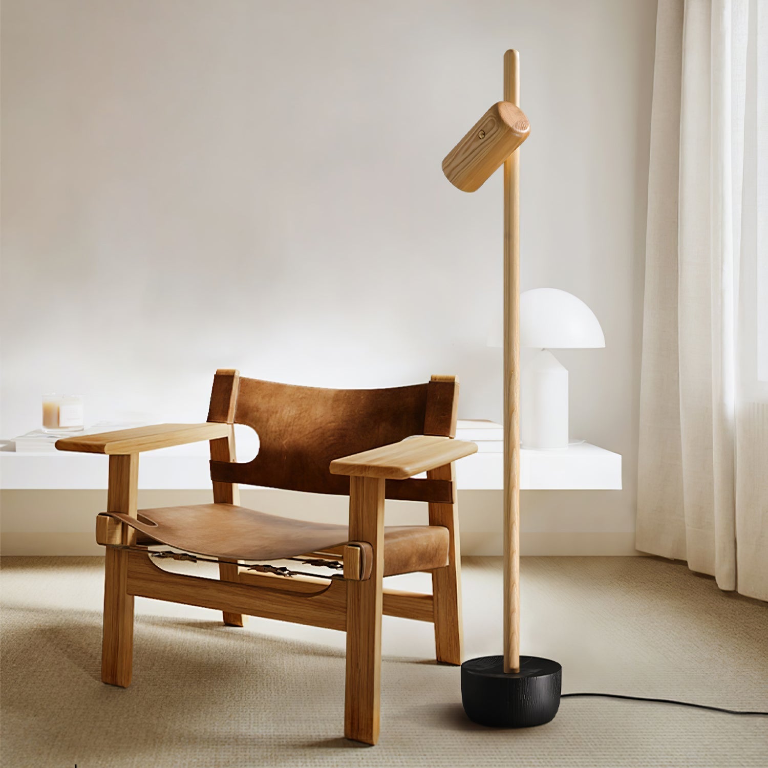 Kirixy Floor Lamp Spotlight Wood-Neutral Decor