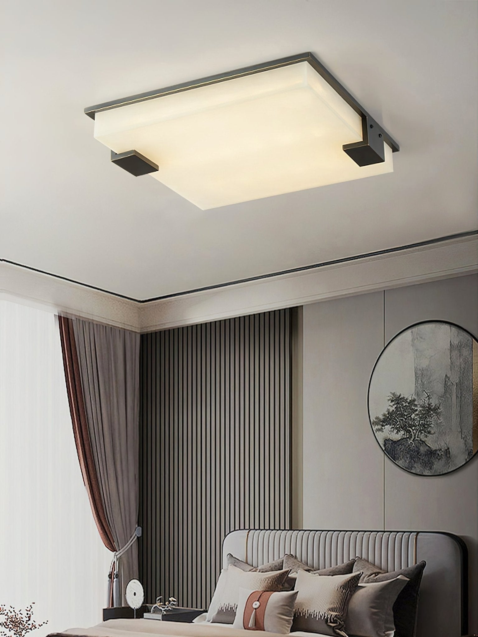 Kevenq Minimalist Alabaster Ceiling Light-Neutral Decor
